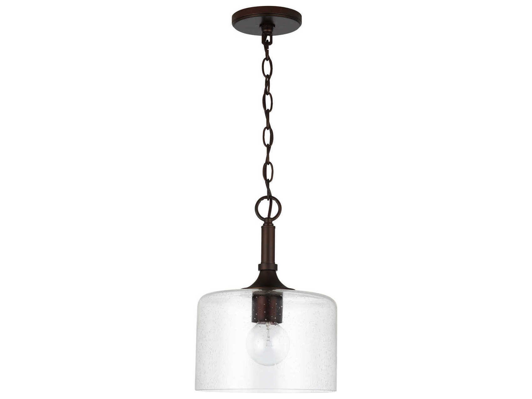 Capital Lighting Carter 1-Light Bronze Glass Drum Mini Pendant
