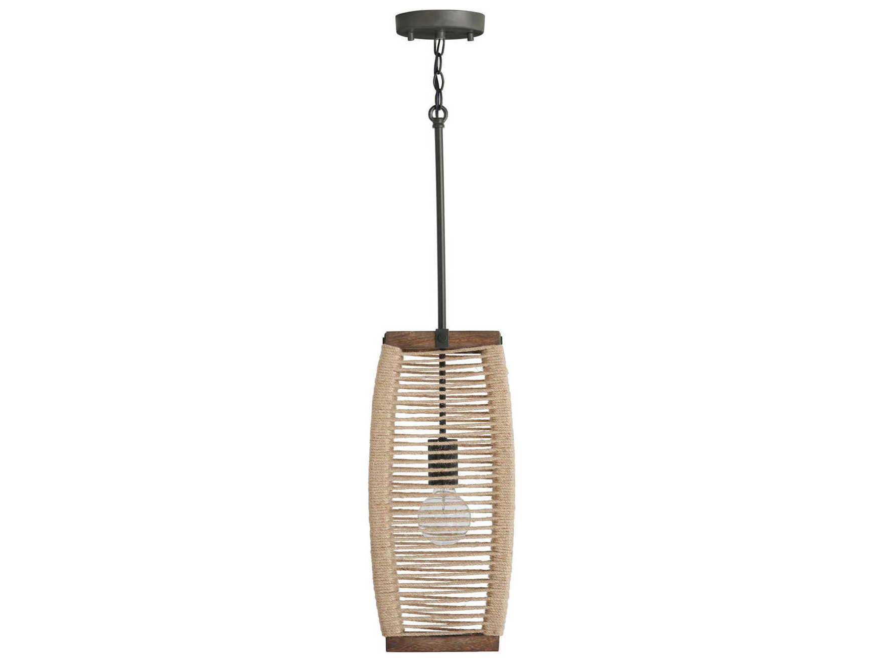 Capital Lighting Jacob 1-Light Grey Wash And Iron Silk Mini Pendant