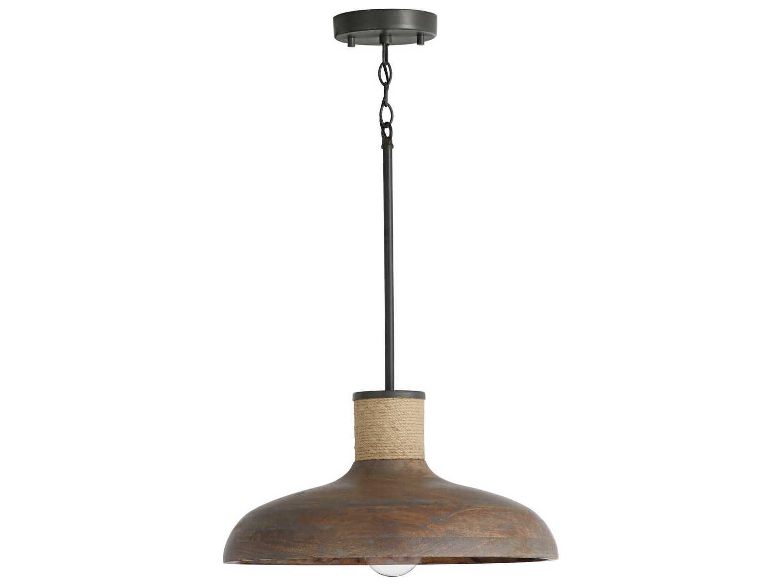 Capital Lighting Jacob 1-Light Grey Wash And Iron Silk Bell Pendant