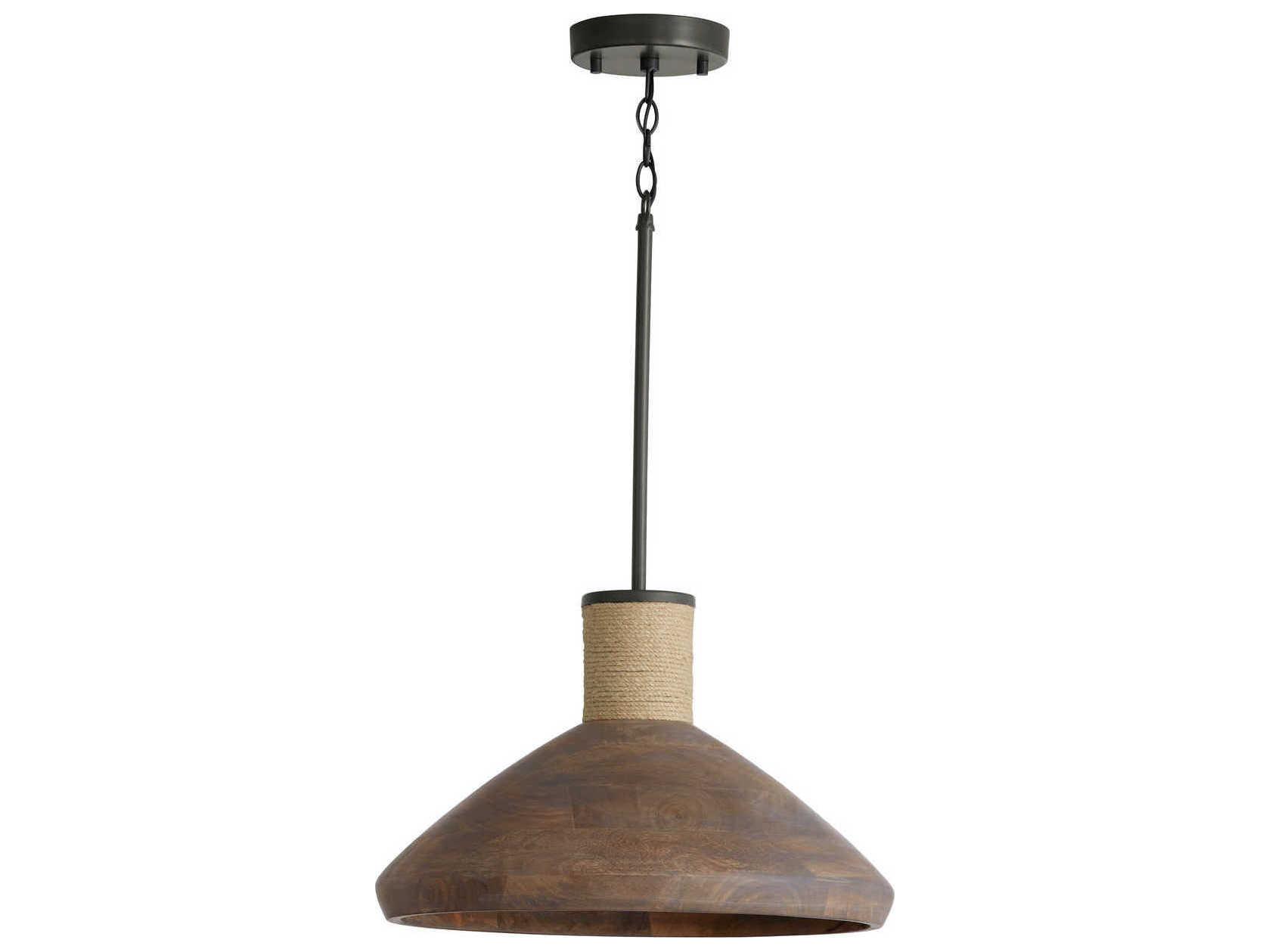 Capital Lighting Jacob 1-Light Grey Wash And Iron Silk Bell Pendant