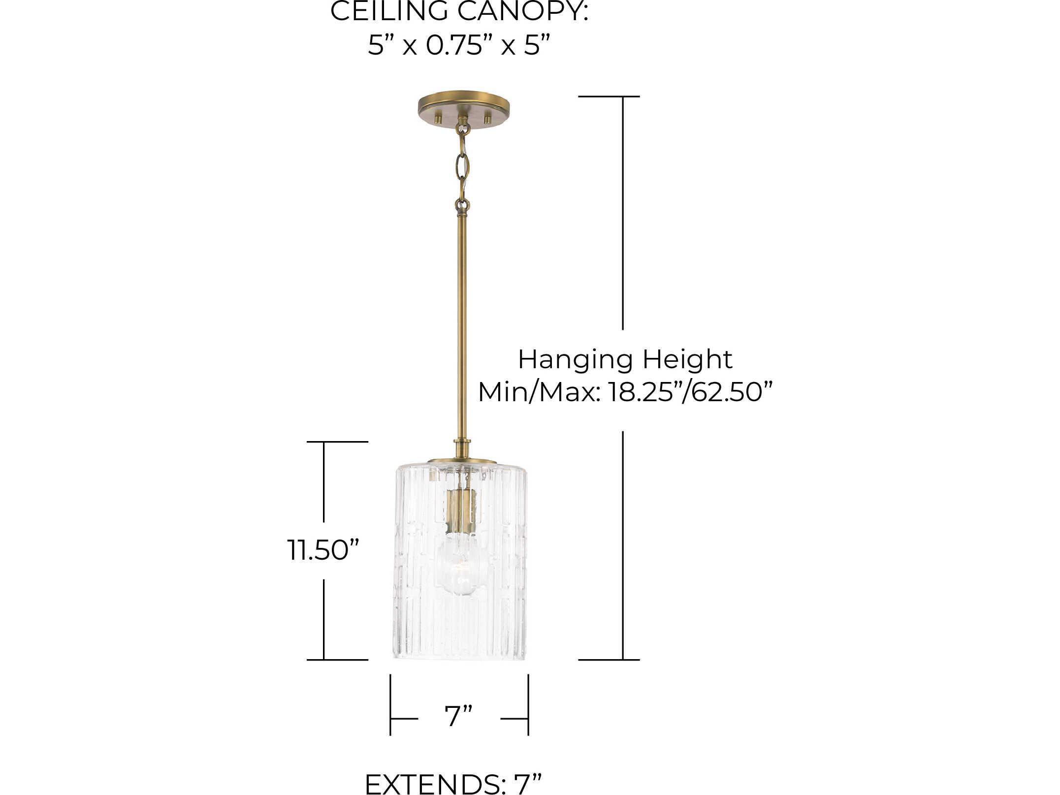 Capital Lighting Emerson 1-Light Aged Brass Glass Cylinder Mini Pendant