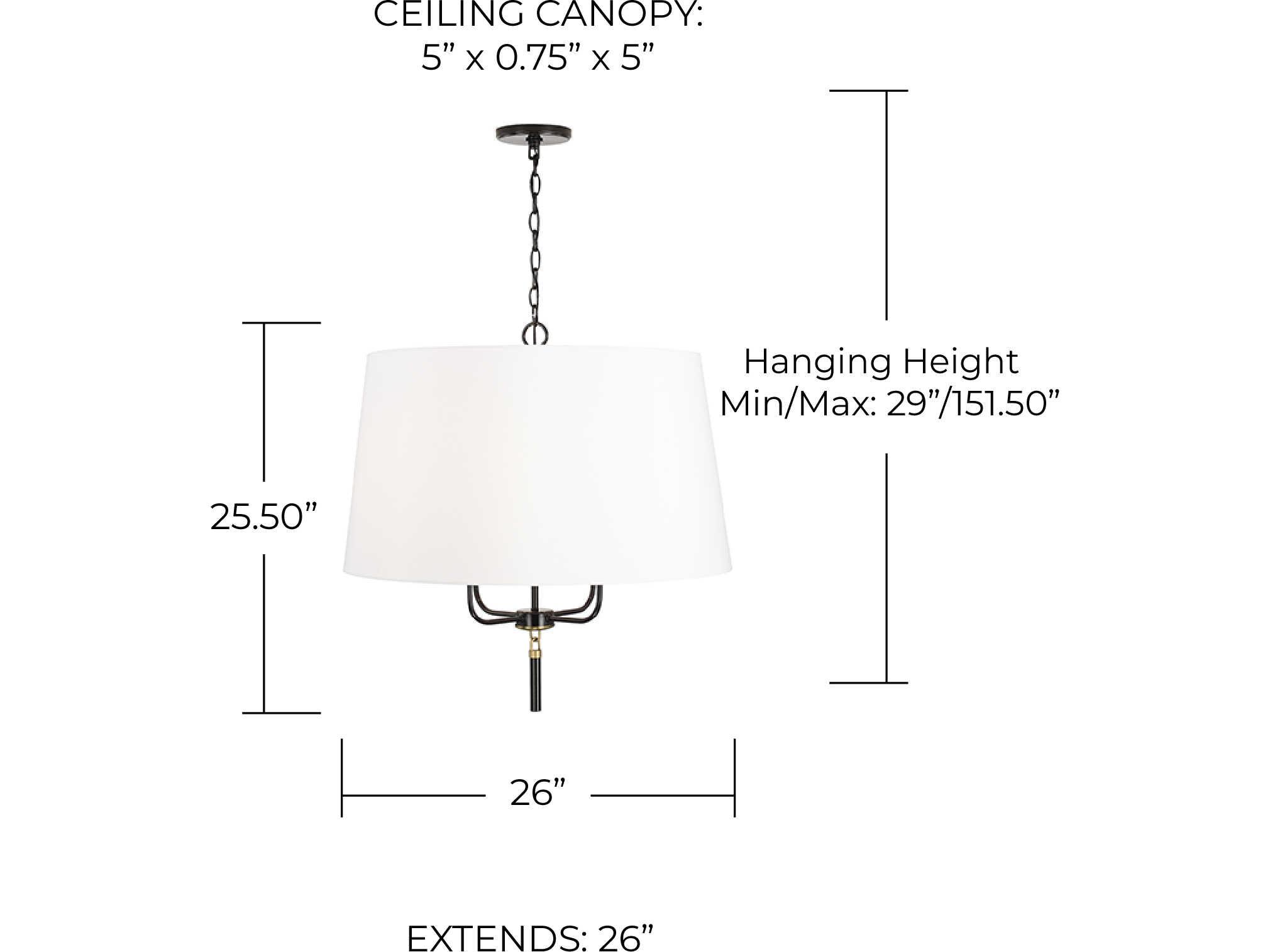 Capital Lighting Beckham 4-Light Glossy Black Aged Brass Empire Pendant