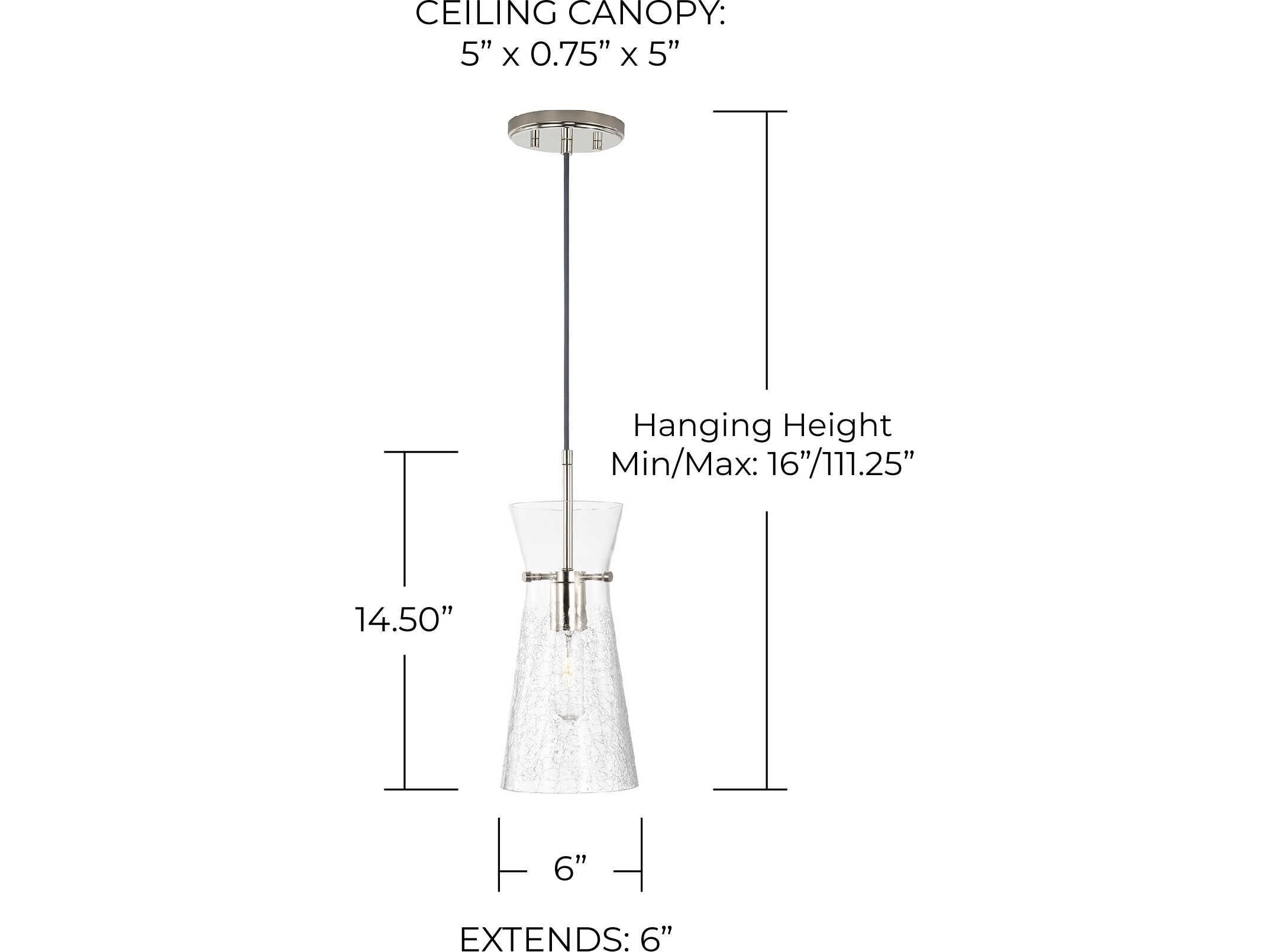 Capital Lighting Mila 1-Light Polished Nickel Glass Empire Mini Pendant