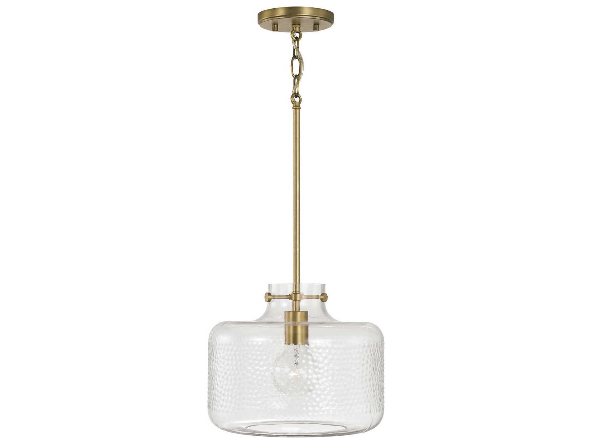 Capital Lighting Brighton 1-Light Aged Brass Glass Drum Mini Pendant