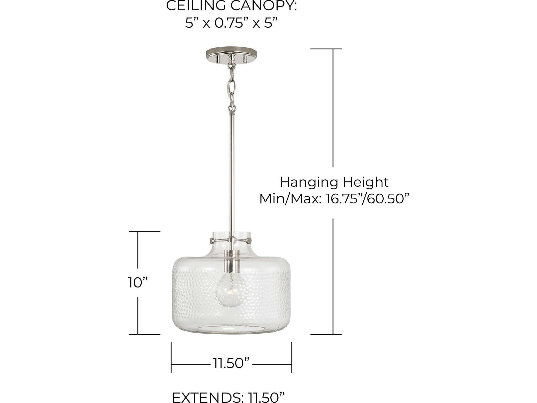 Capital Lighting Brighton 1-Light Polished Nickel Glass Drum Mini Pendant