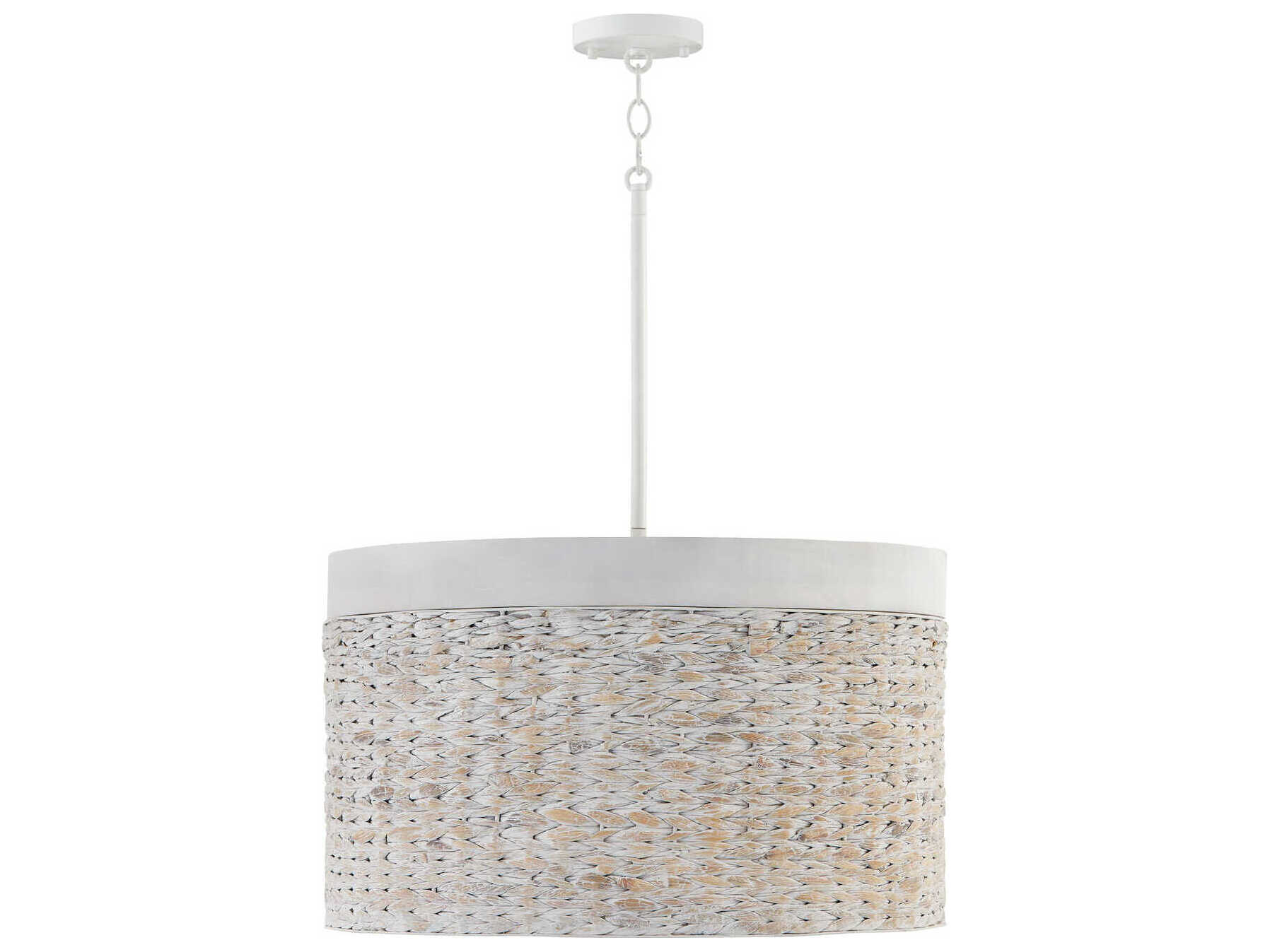 Capital Lighting Tallulah 4-Light Chalk Wash White Drum Pendant