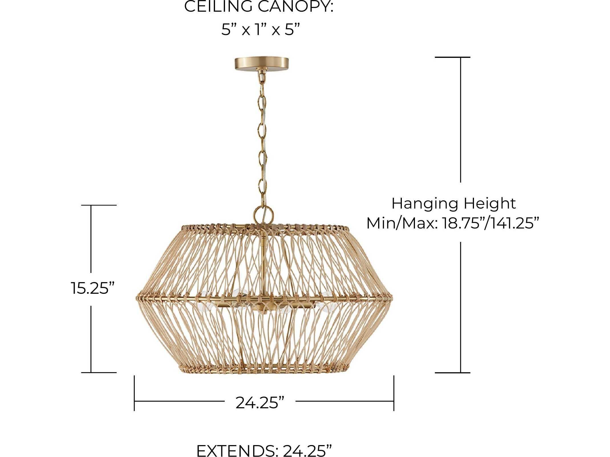 Capital Lighting Wren 4-Light Matte Brass Pendant