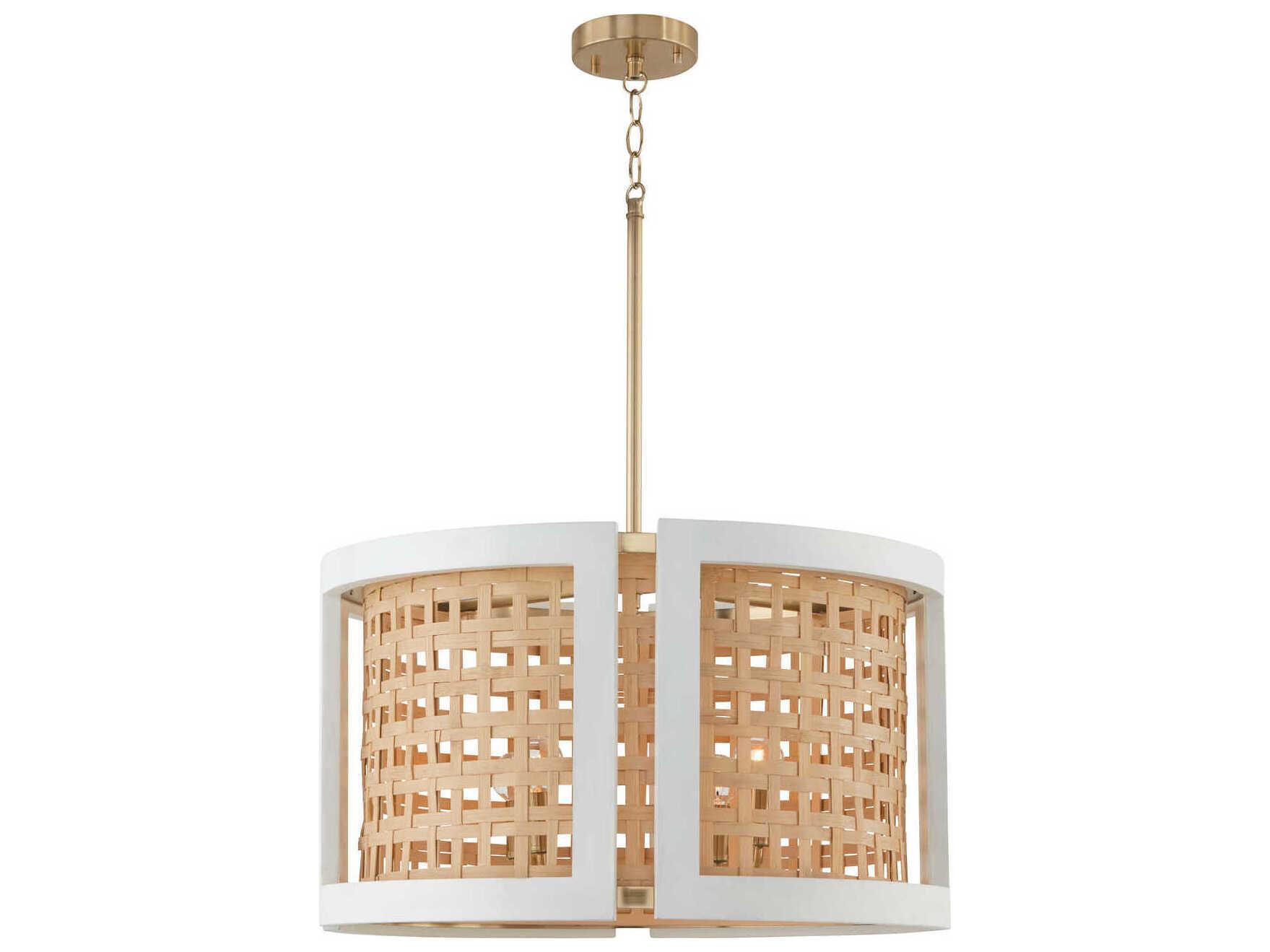 Capital Lighting Lola 4-Light Flat White And Matte Brass Drum Chandelier