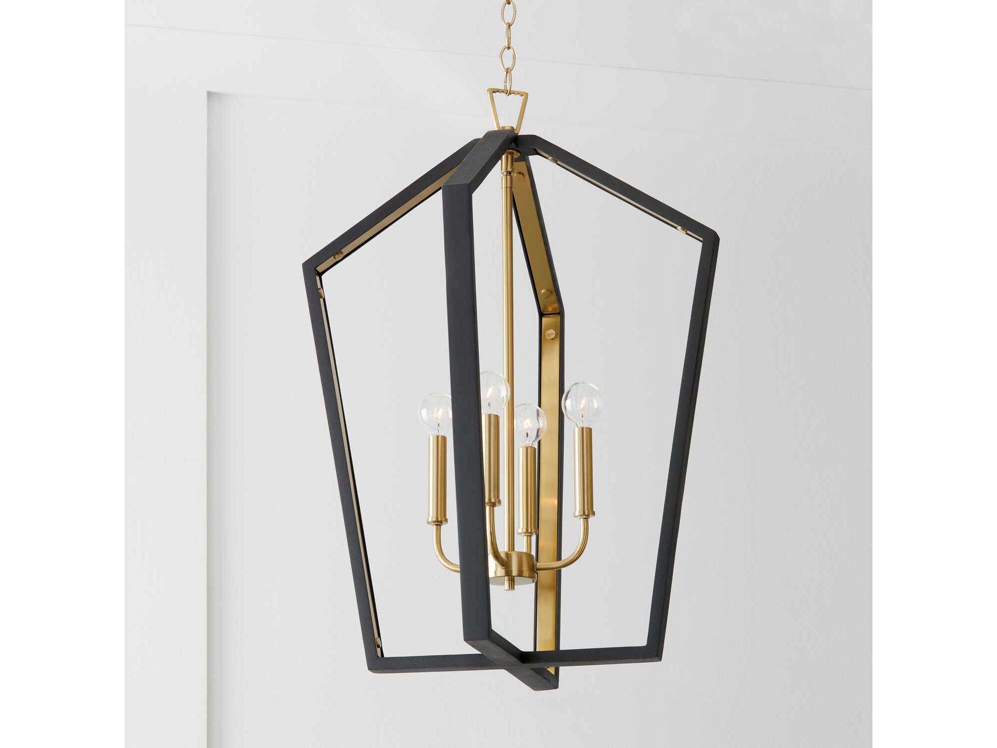 Capital Lighting Maren 4-Light Flat Black And Matte Brass Candelabra Chandelier