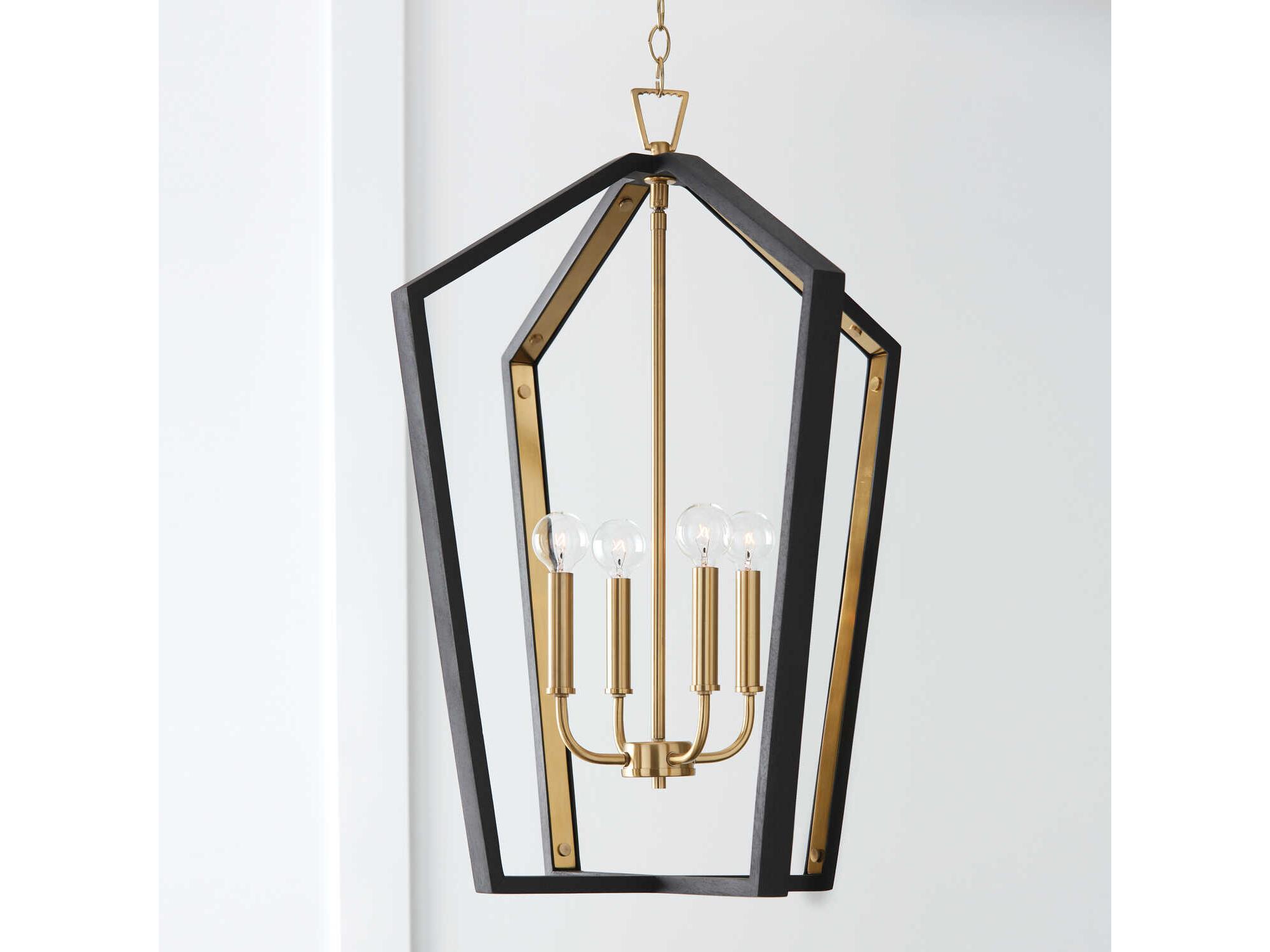 Capital Lighting Maren 4-Light Flat Black And Matte Brass Candelabra Chandelier