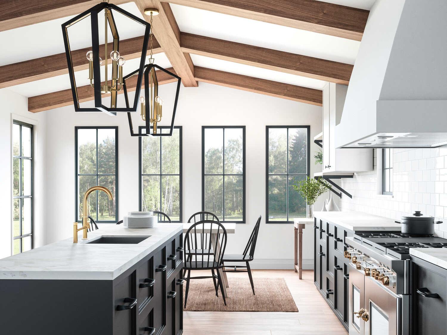 Capital Lighting Maren 4-Light Flat Black And Matte Brass Candelabra Chandelier