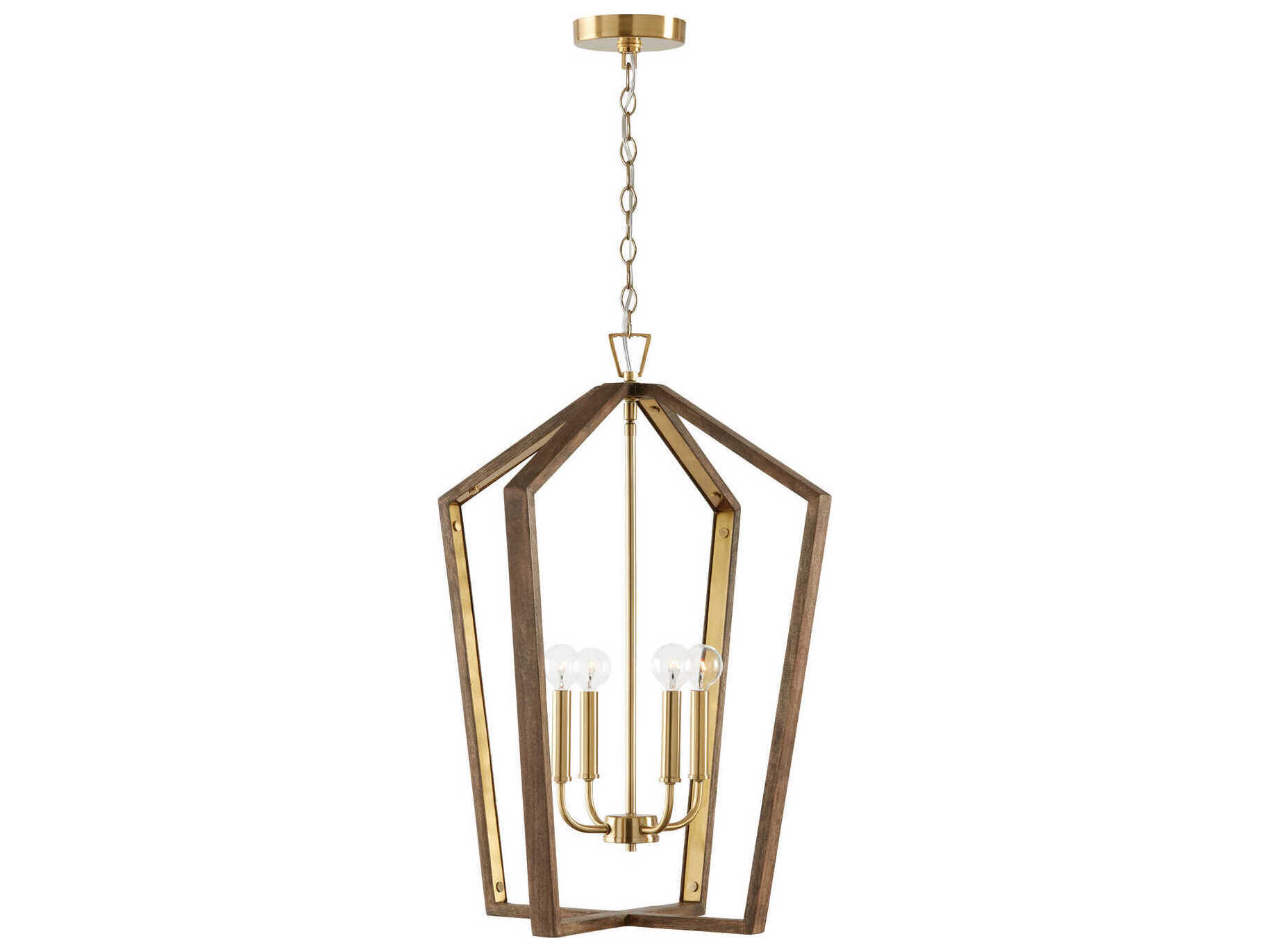 Capital Lighting Maren 4-Light Nordic Wood And Matte Brass Candelabra Chandelier