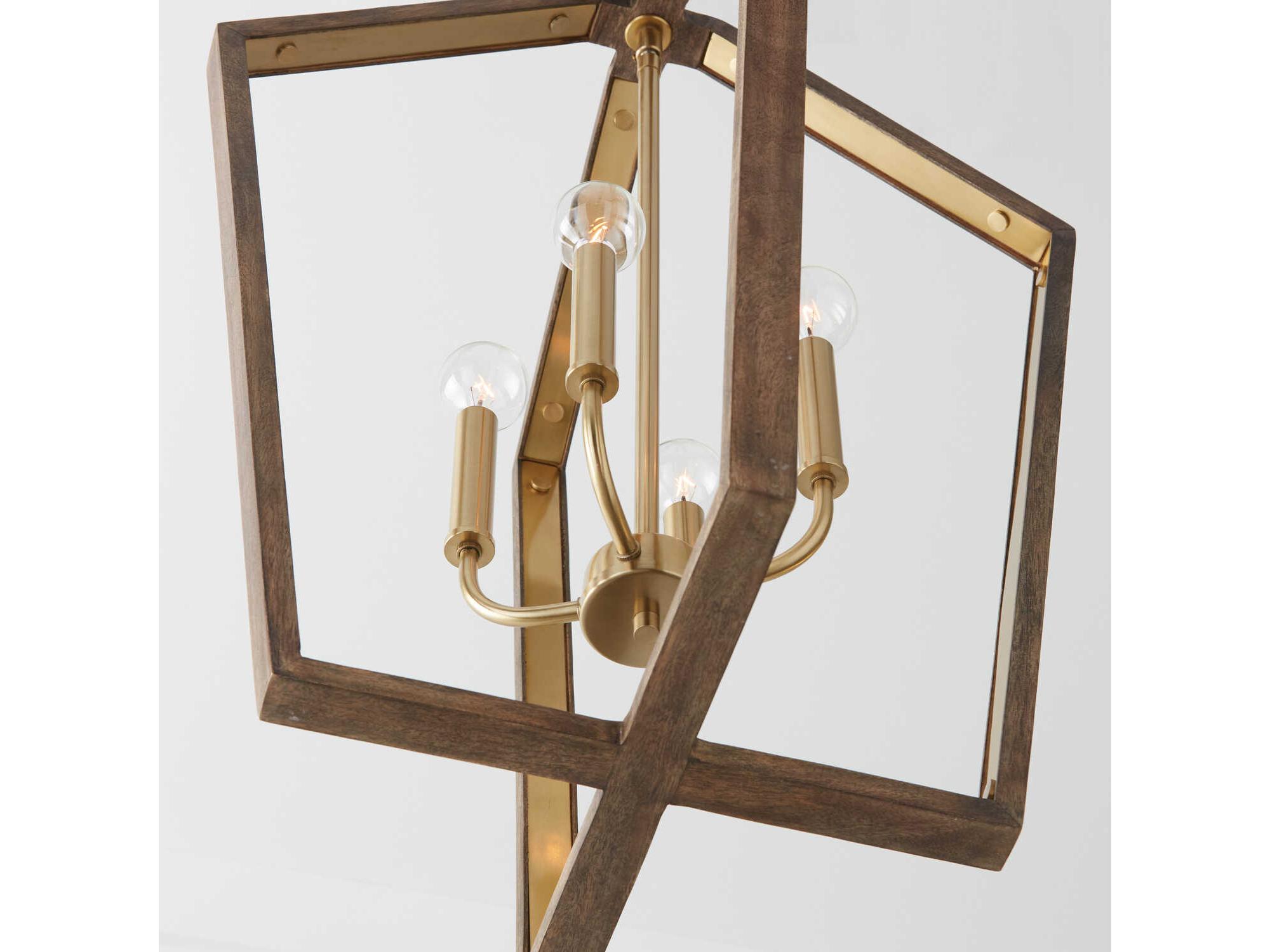 Capital Lighting Maren 4-Light Nordic Wood And Matte Brass Candelabra Chandelier
