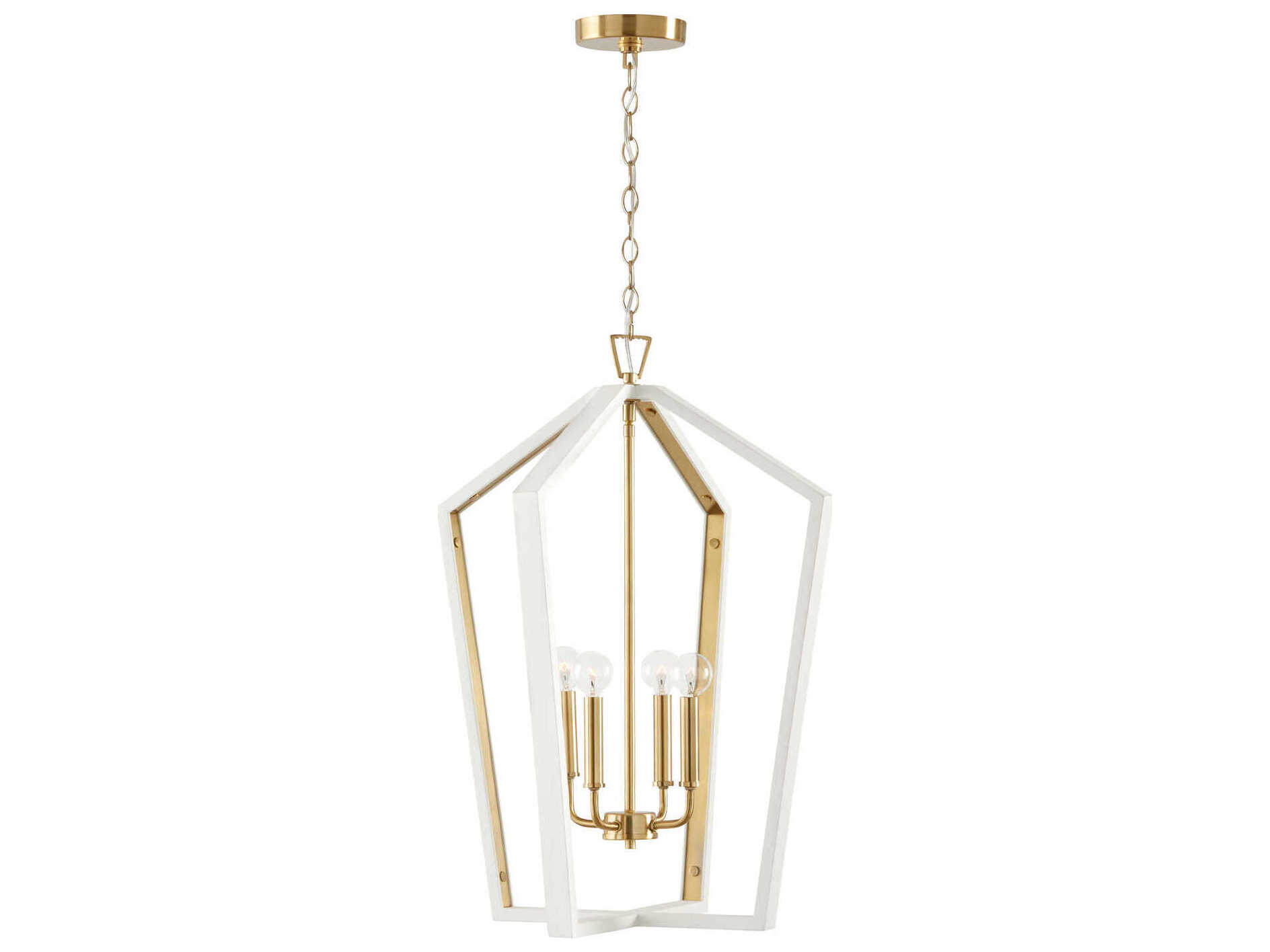 Capital Lighting Maren 4-Light Flat White And Matte Brass Candelabra Chandelier