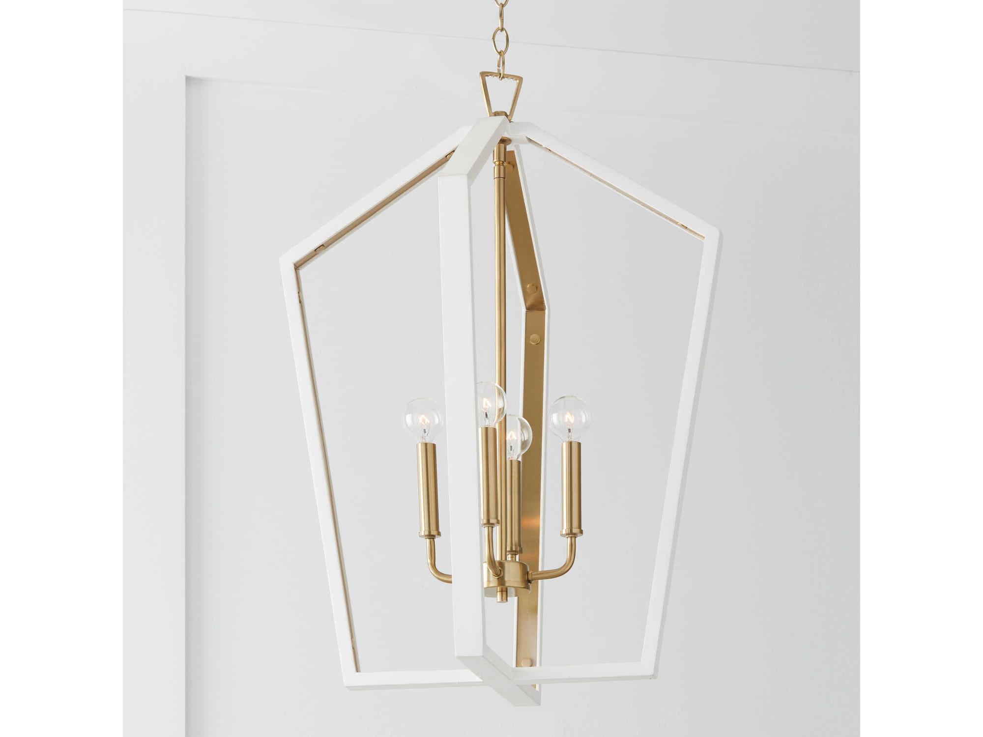 Capital Lighting Maren 4-Light Flat White And Matte Brass Candelabra Chandelier