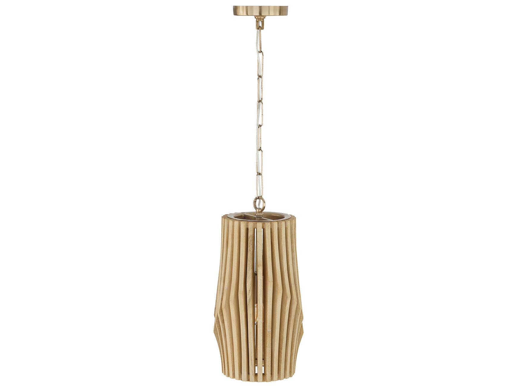 Capital Lighting Archer 1-light Blonde Wood And Matte Brass Geometric Round Mini Pendant