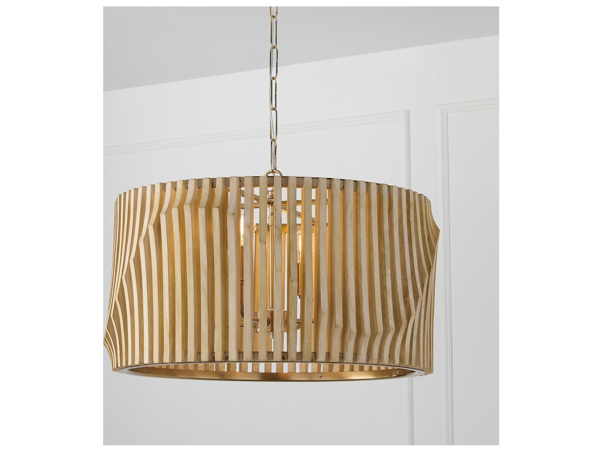 Capital Lighting Archer 4-light Blonde Wood And Matte Brass Geometric Pendant