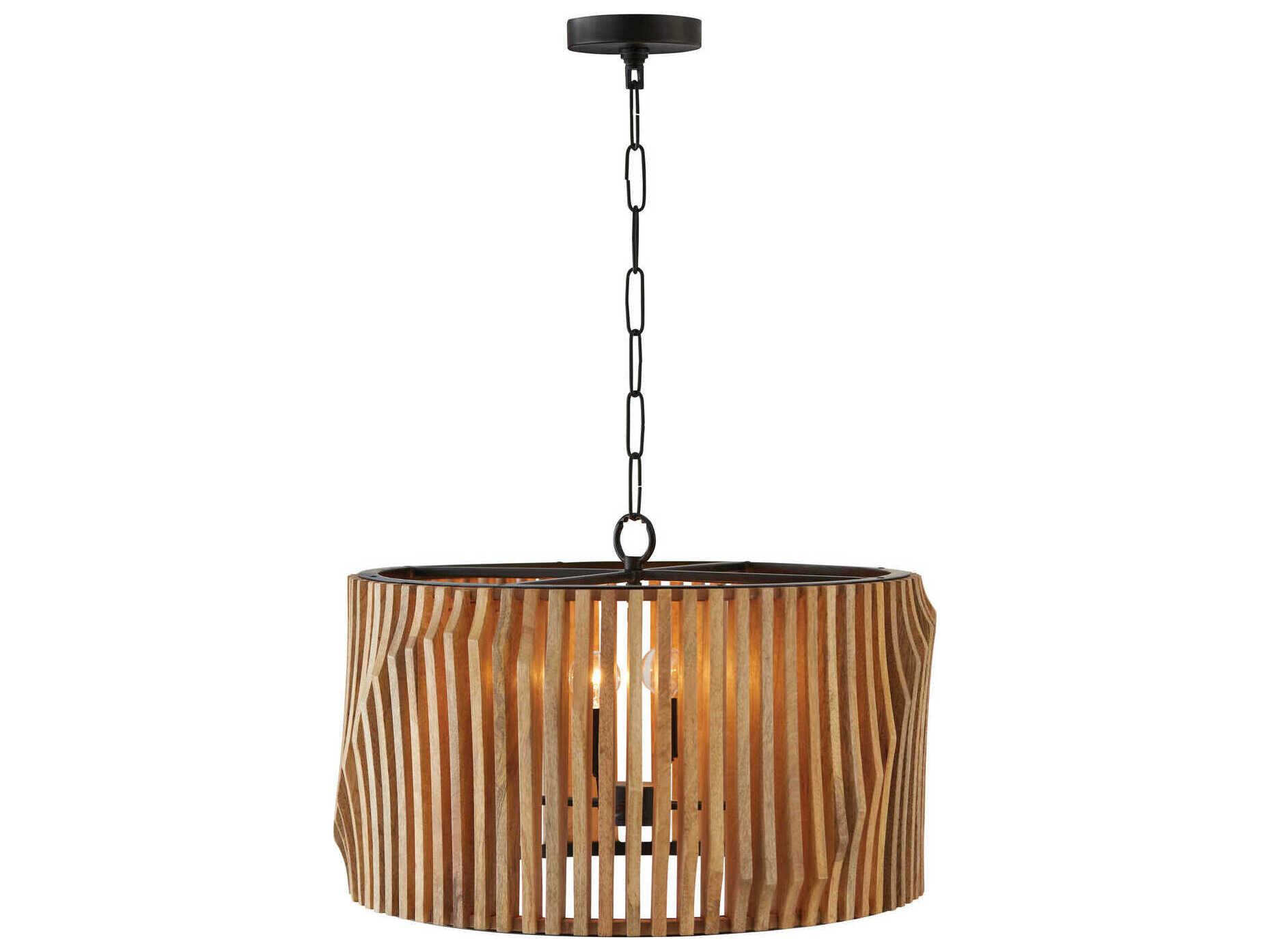 Capital Lighting Archer 4-Light Light Wood And Matte Black Brown Candelabra Chandelier