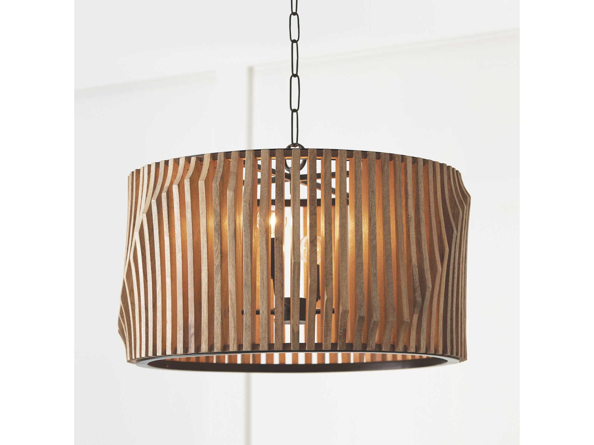 Capital Lighting Archer 4-Light Light Wood And Matte Black Brown Candelabra Chandelier