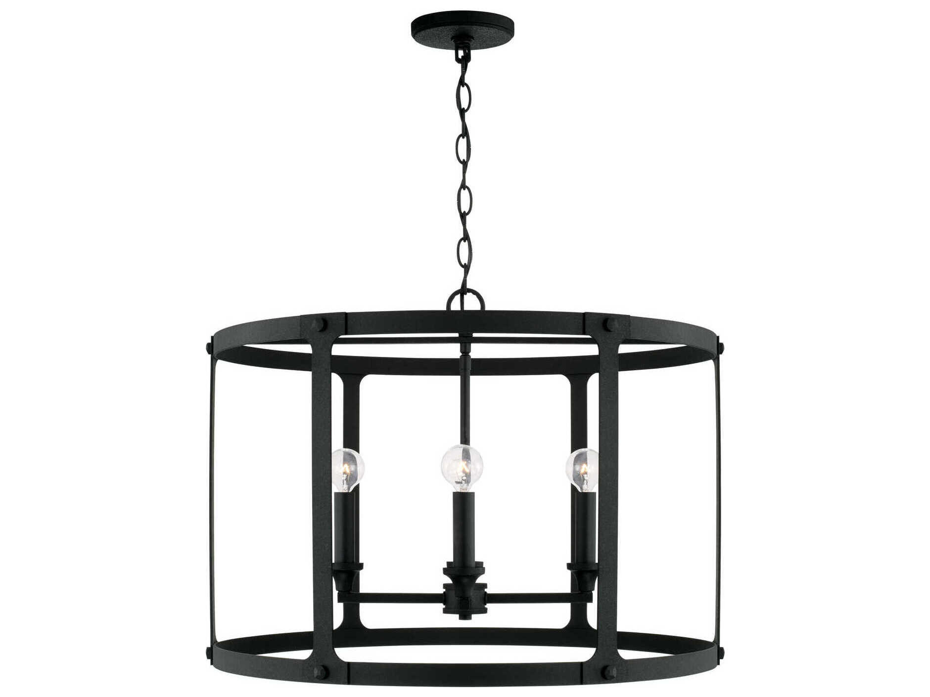 Capital Lighting Brennen 4-Light Black Iron Candelabra Drum Chandelier
