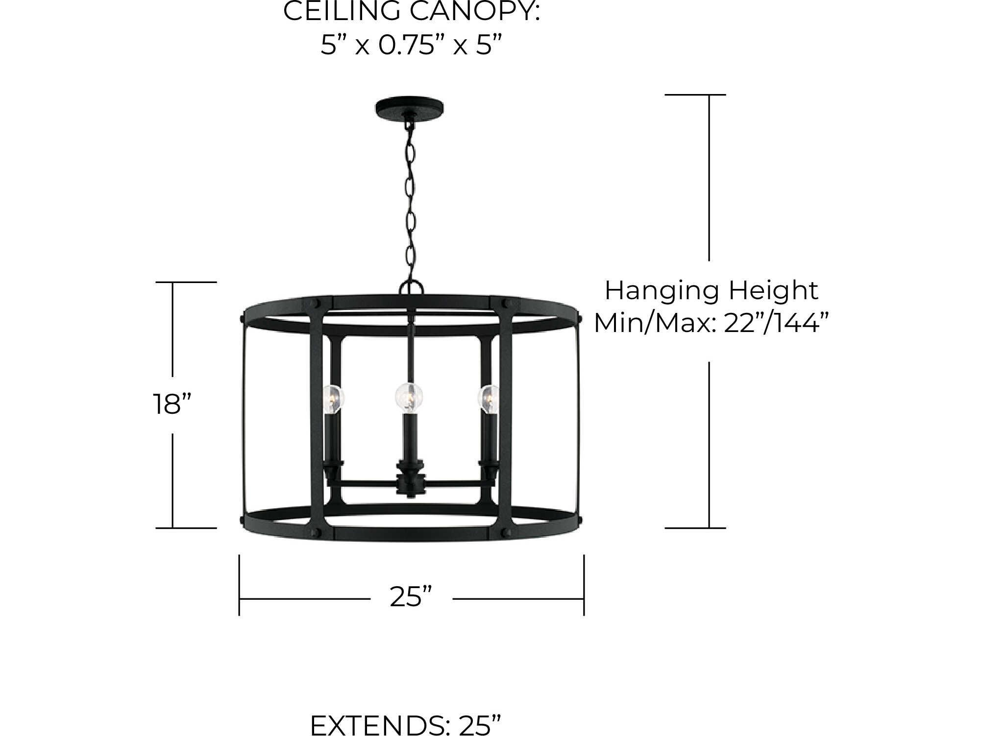 Capital Lighting Brennen 4-Light Black Iron Candelabra Drum Chandelier