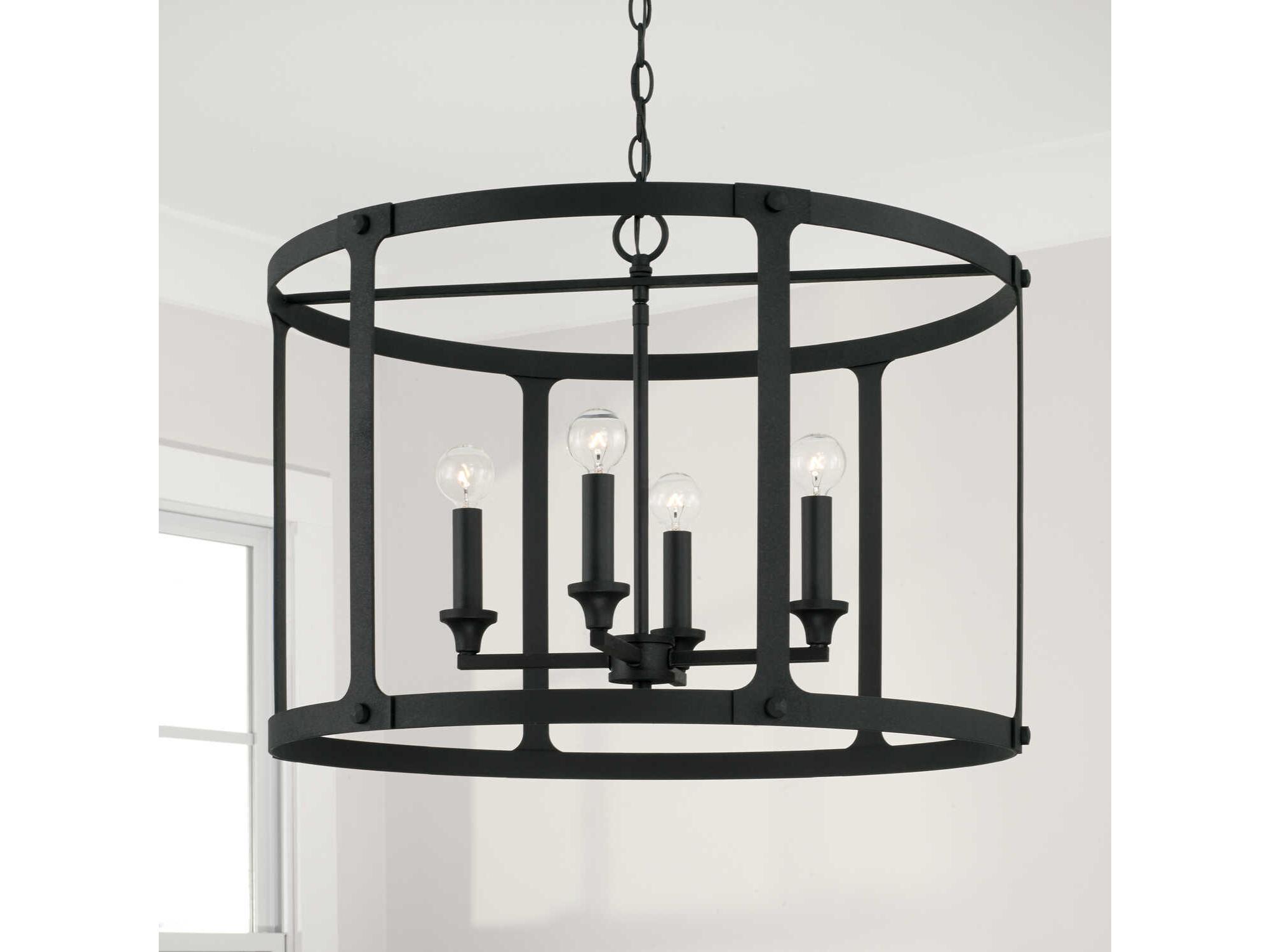 Capital Lighting Brennen 4-Light Black Iron Candelabra Drum Chandelier