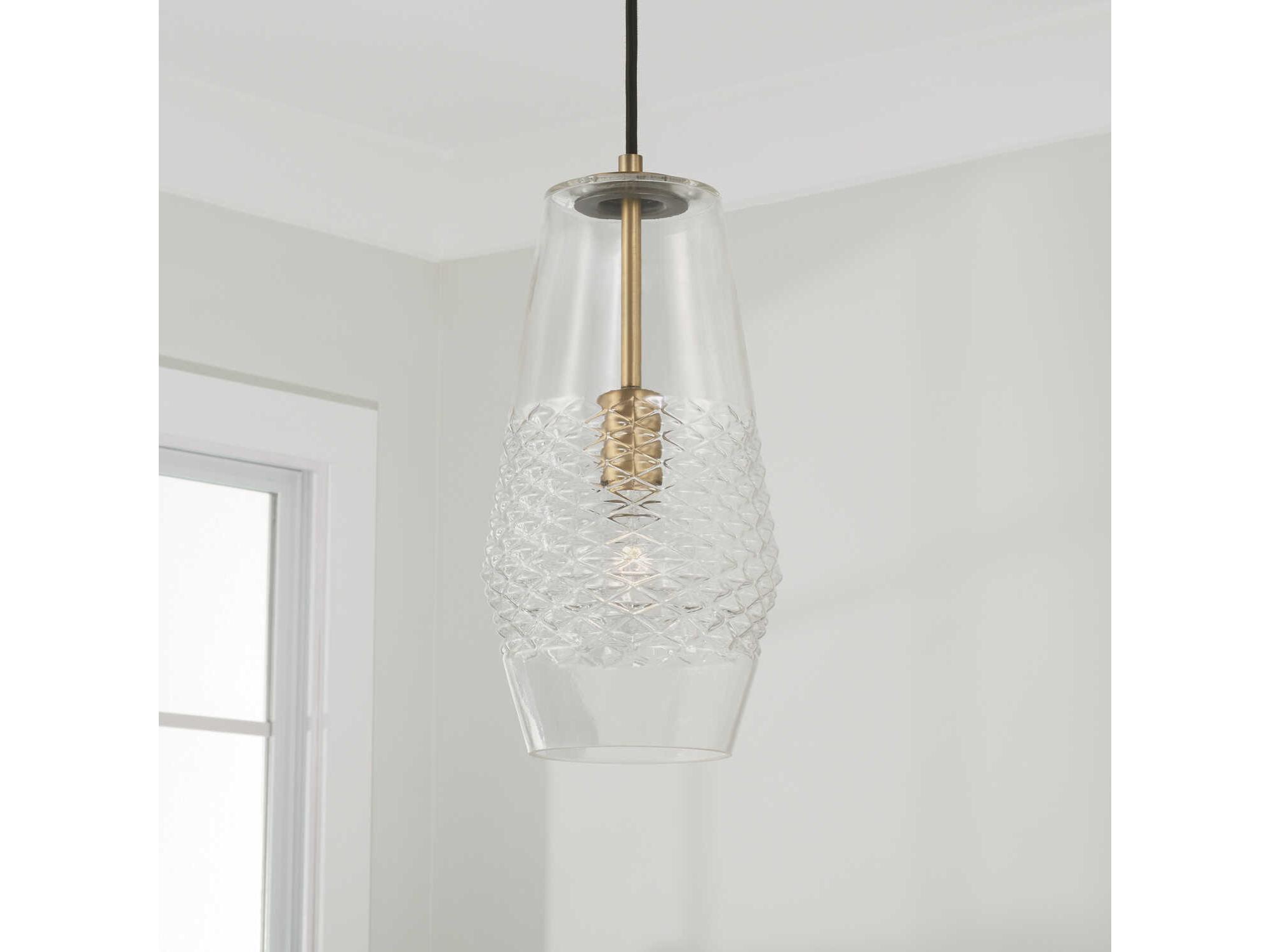 Capital Lighting Dena 1-Light Aged Brass Glass Mini Pendant