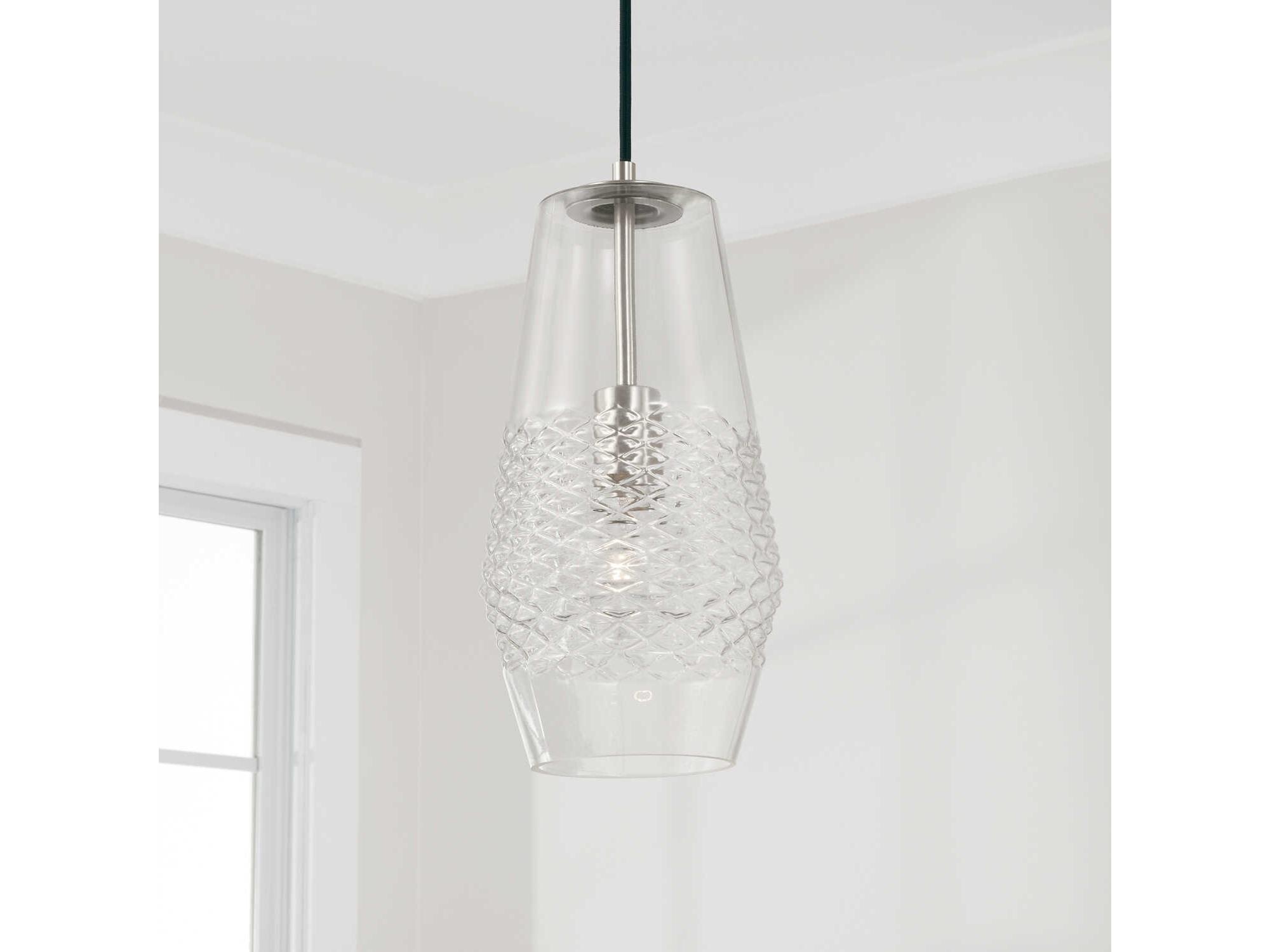 Capital Lighting Dena 1-Light Brushed Nickel Glass Mini Pendant