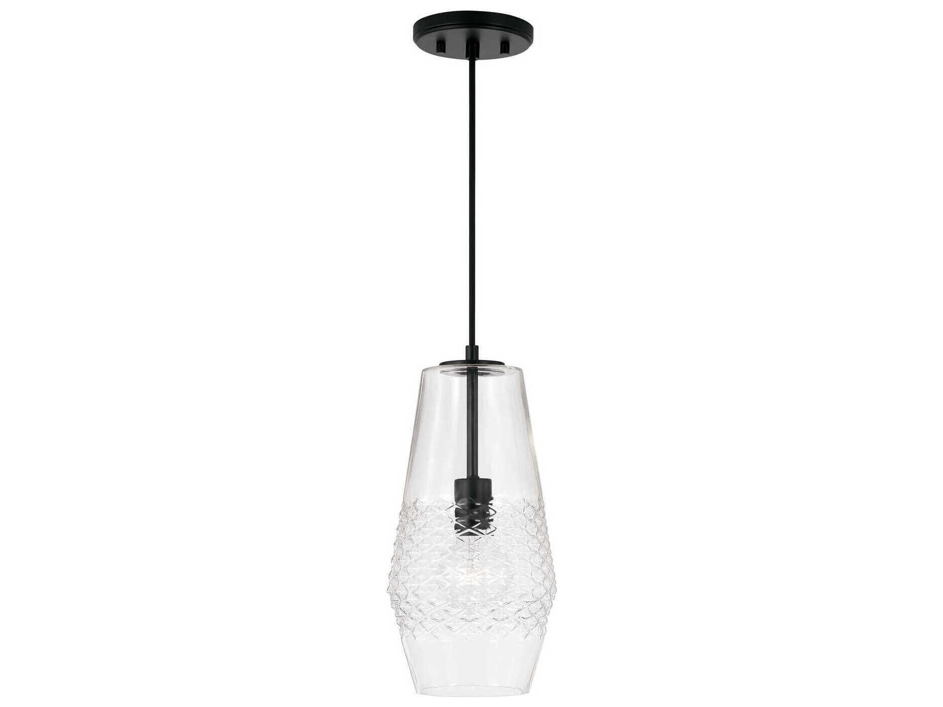 Capital Lighting Dena 1-Light Matte Black Glass Mini Pendant