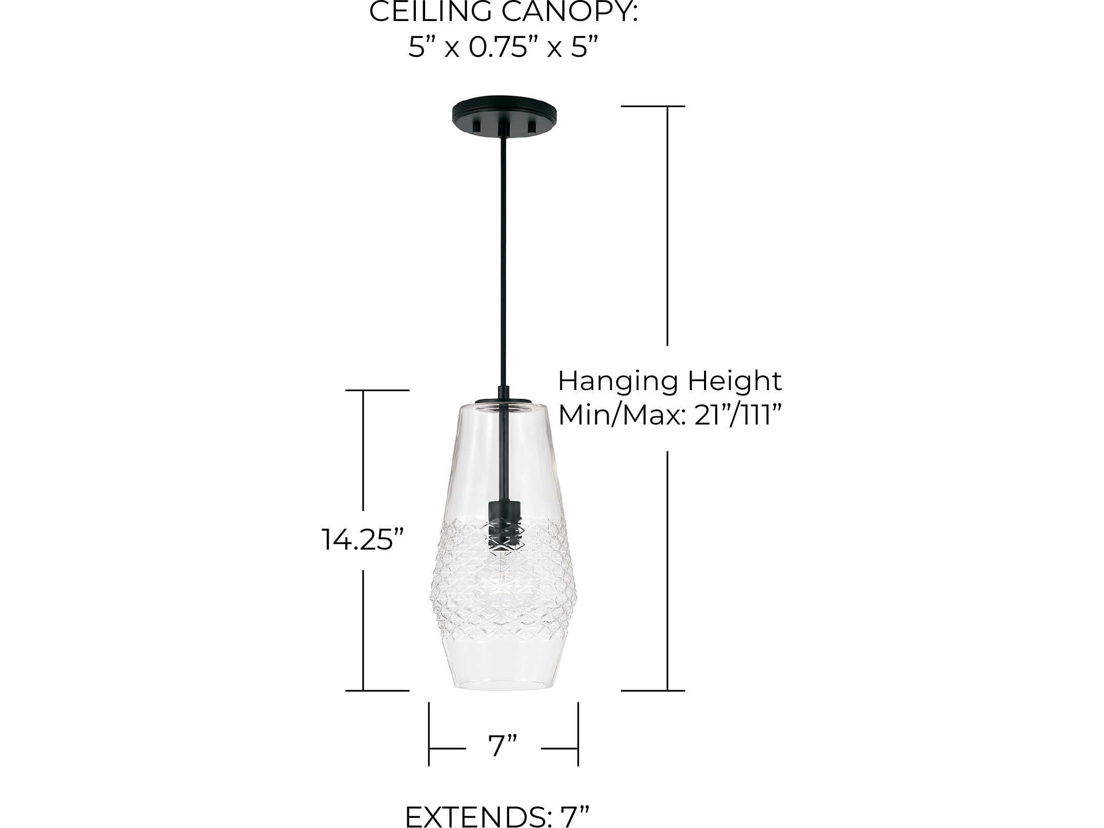 Capital Lighting Dena 1-Light Matte Black Glass Mini Pendant