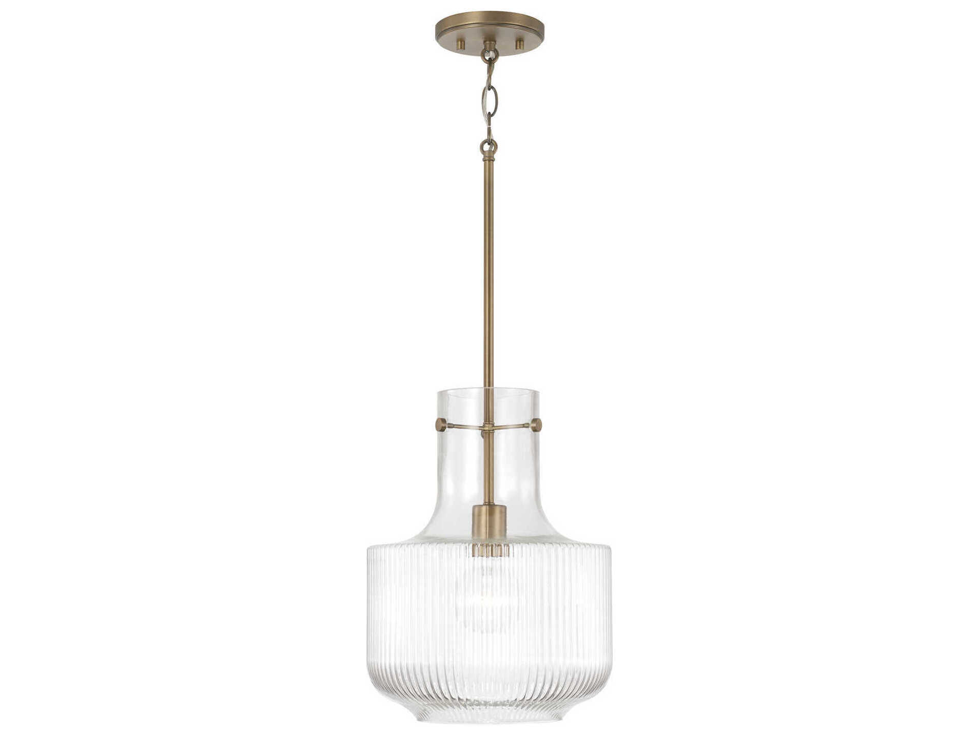 Capital Lighting Nyla 1-Light Aged Brass Glass Mini Pendant
