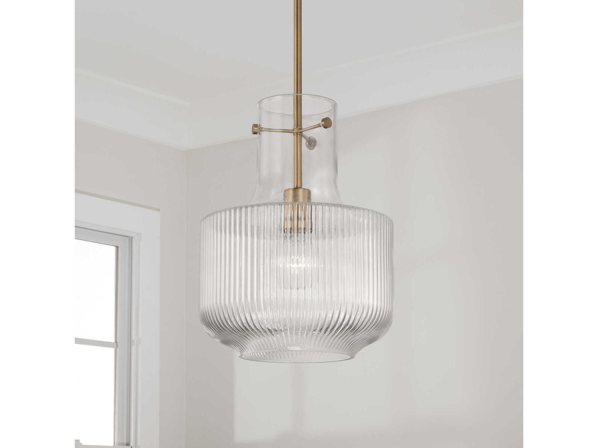 Capital Lighting Nyla 1-Light Aged Brass Glass Mini Pendant