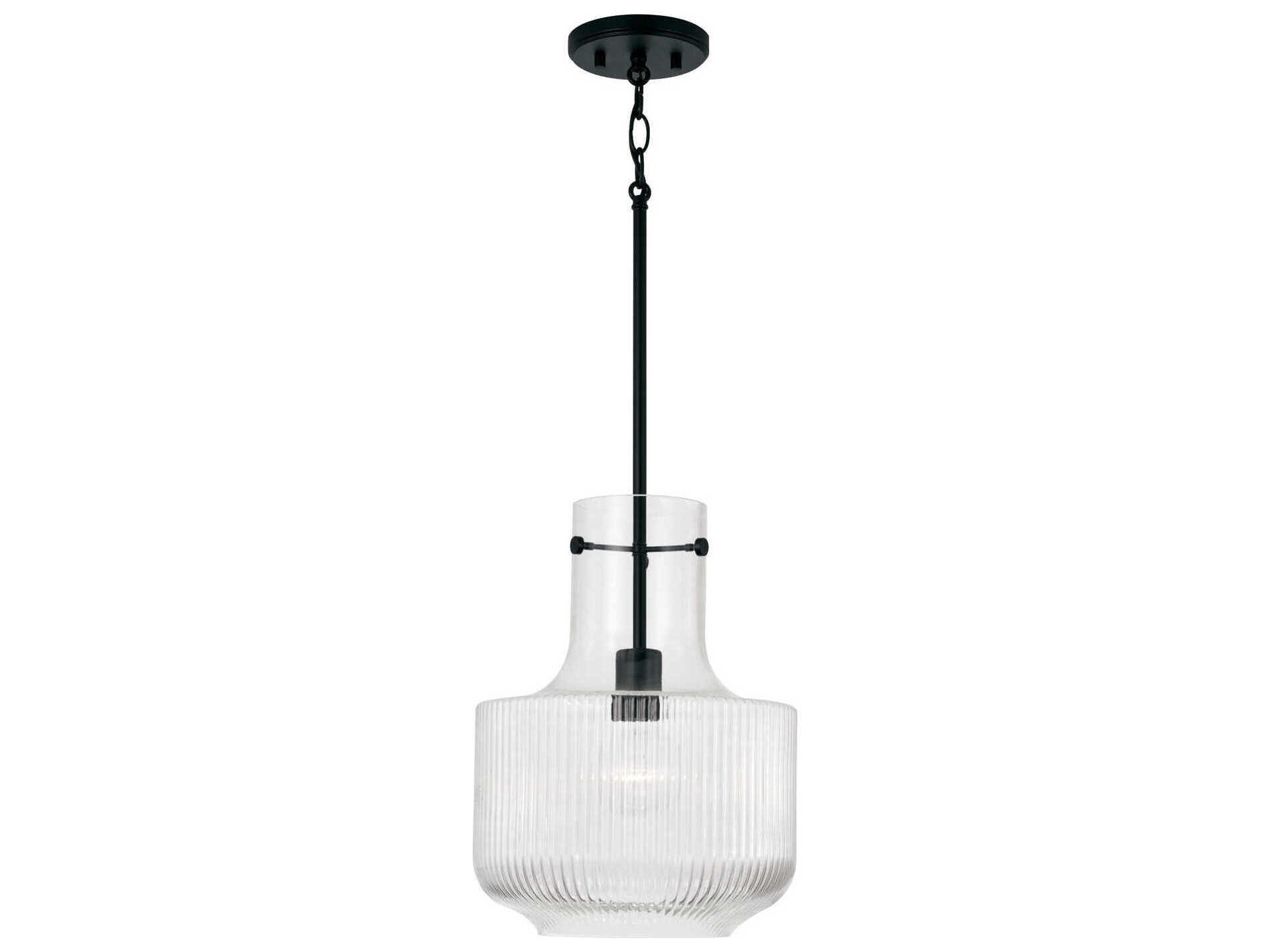 Capital Lighting Nyla 1-Light Matte Black Glass Mini Pendant