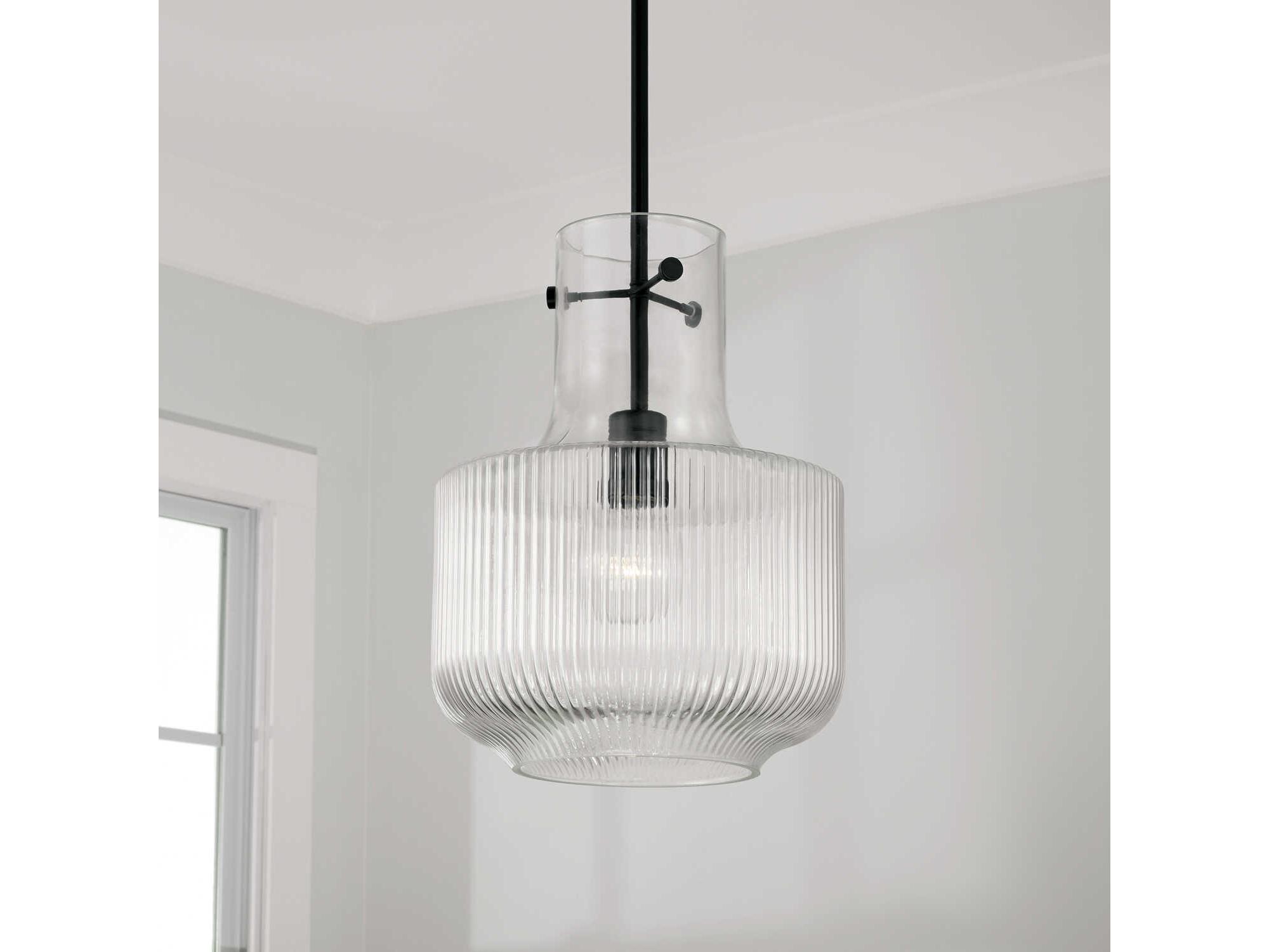 Capital Lighting Nyla 1-Light Matte Black Glass Mini Pendant