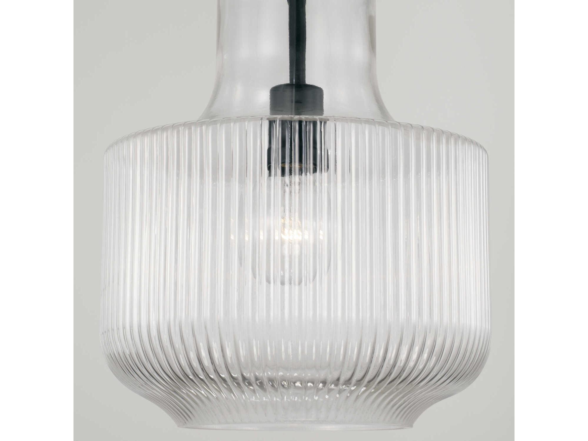Capital Lighting Nyla 1-Light Matte Black Glass Mini Pendant