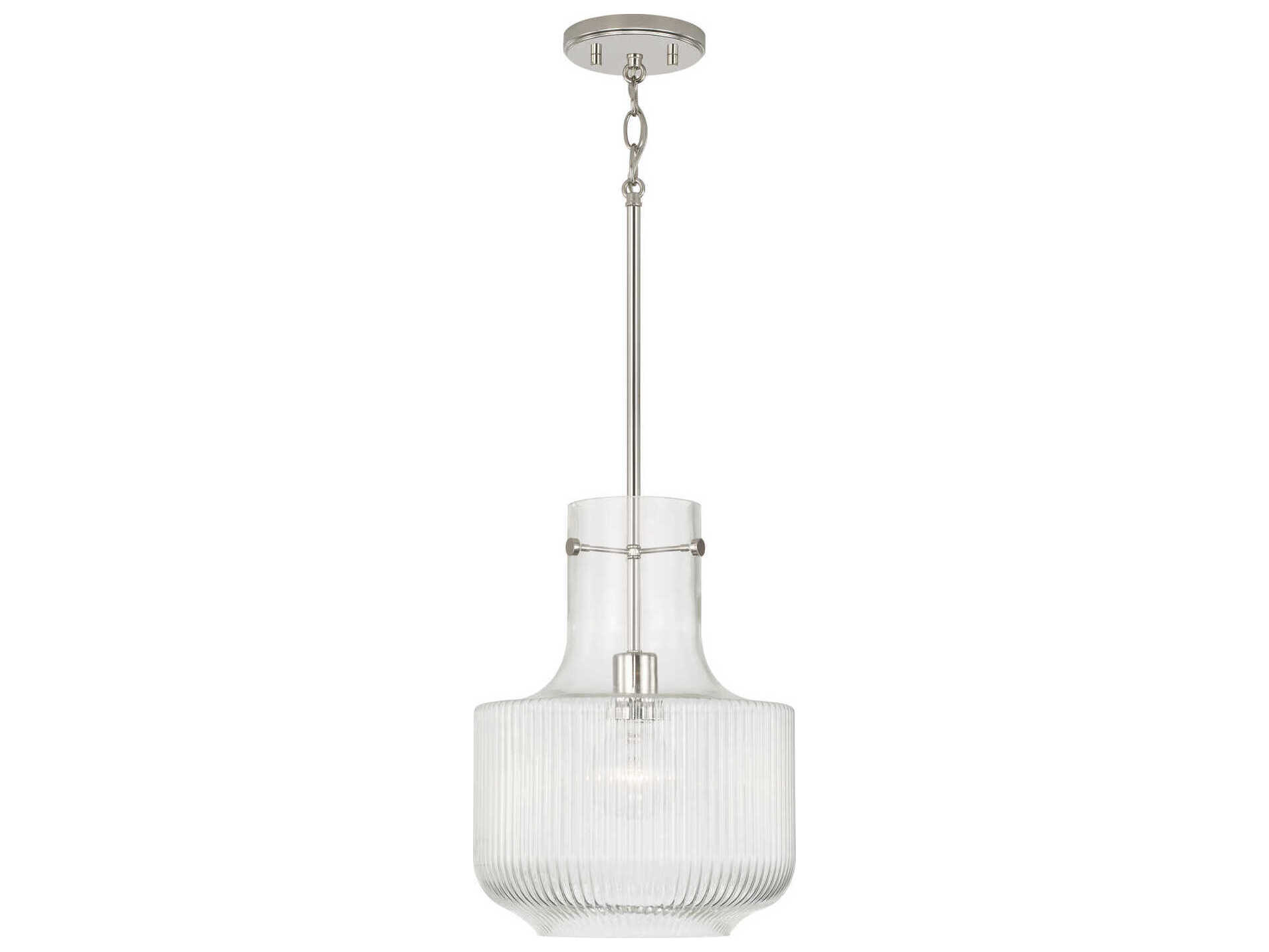 Capital Lighting Nyla 1-Light Polished Nickel Glass Mini Pendant