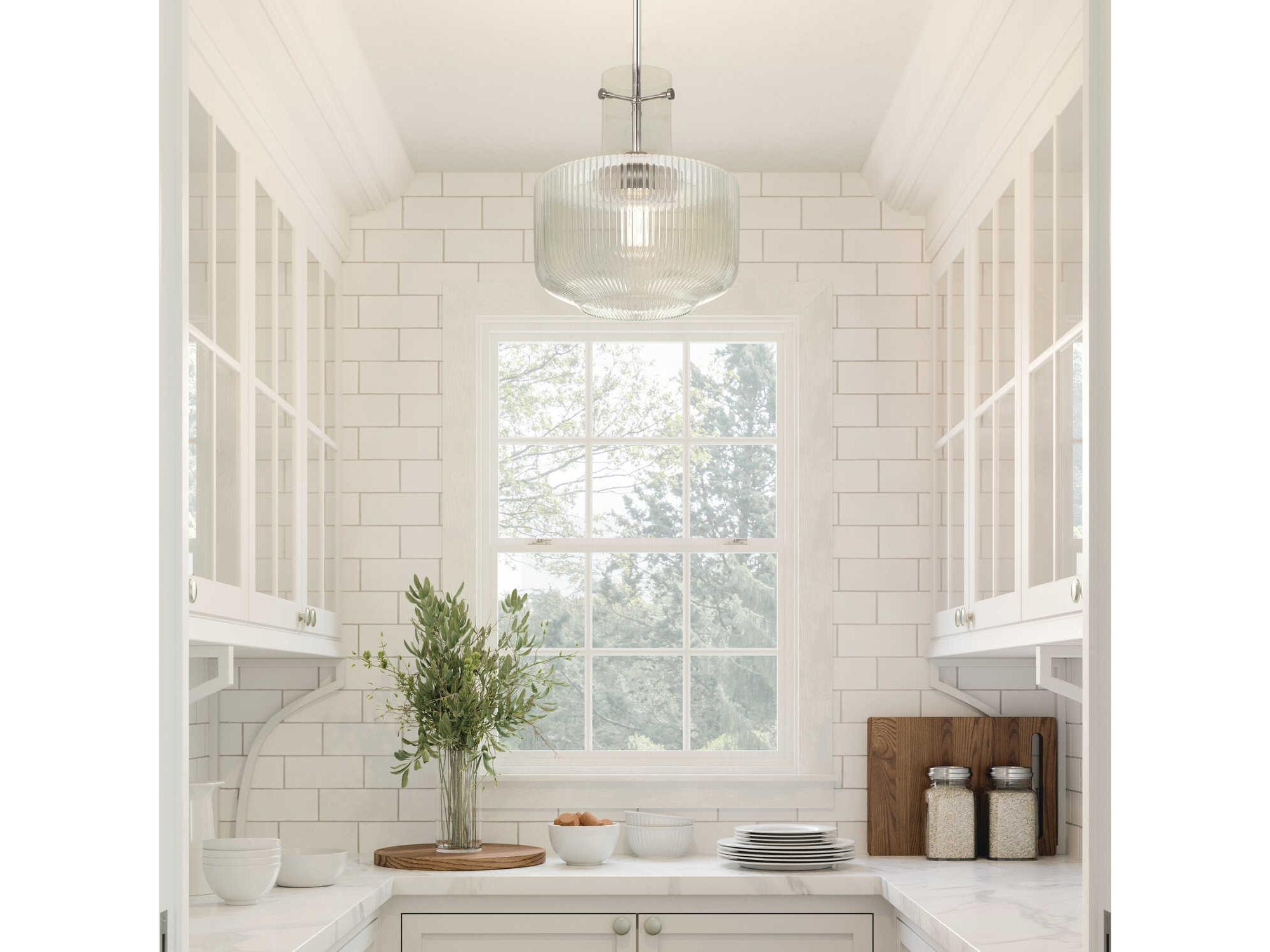 Capital Lighting Nyla 1-Light Polished Nickel Glass Mini Pendant