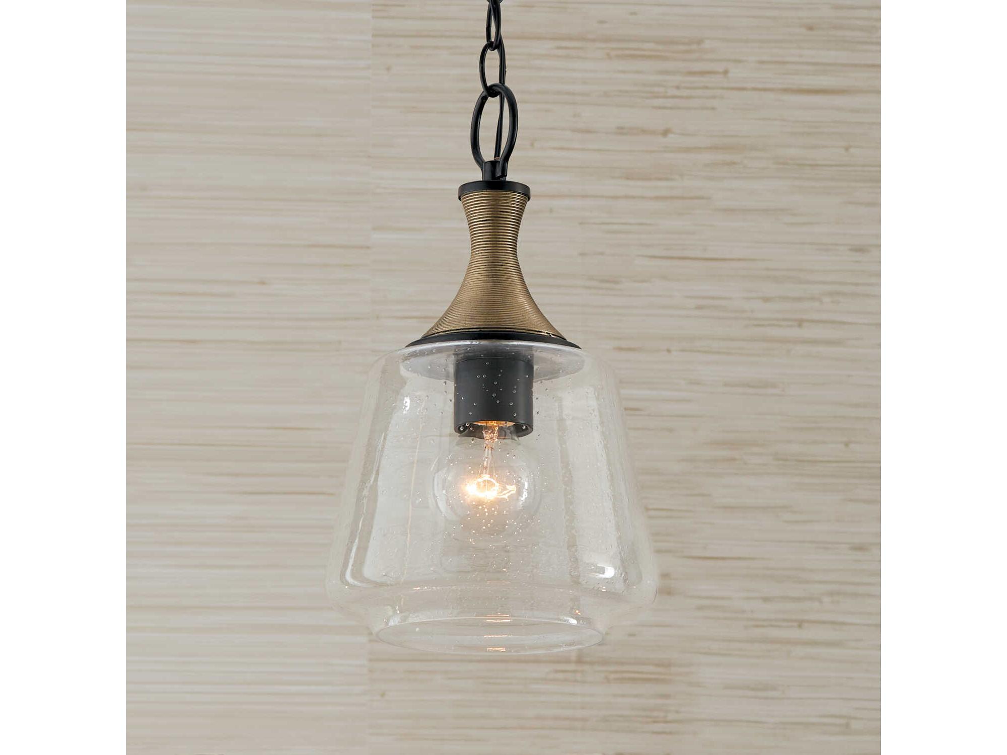 Capital Lighting Amara 1-Light Matte Black With Brass Glass Empire Mini Pendant