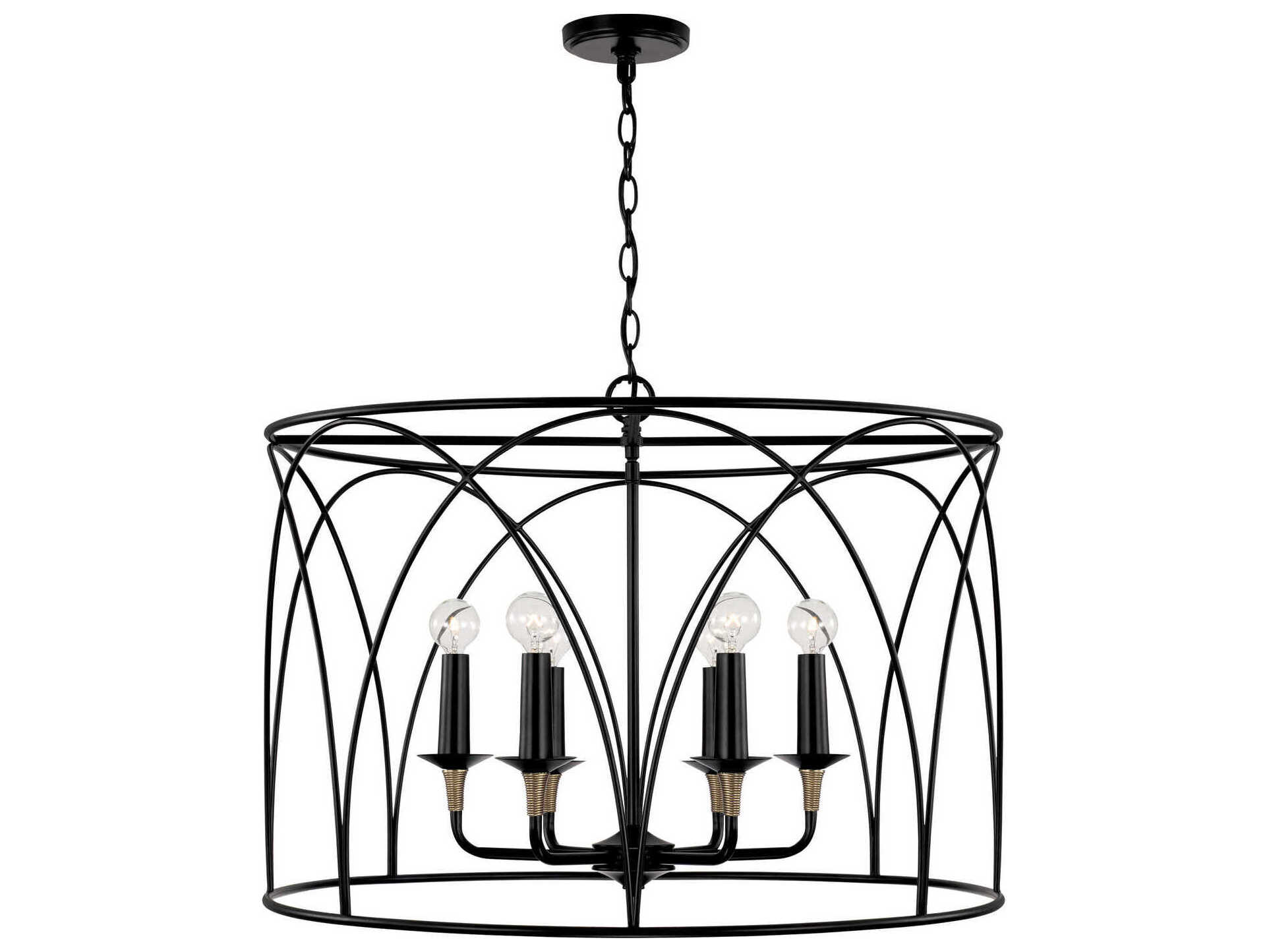 Capital Lighting Amara 6-Light Matte Black With Brass Candelabra Round Chandelier