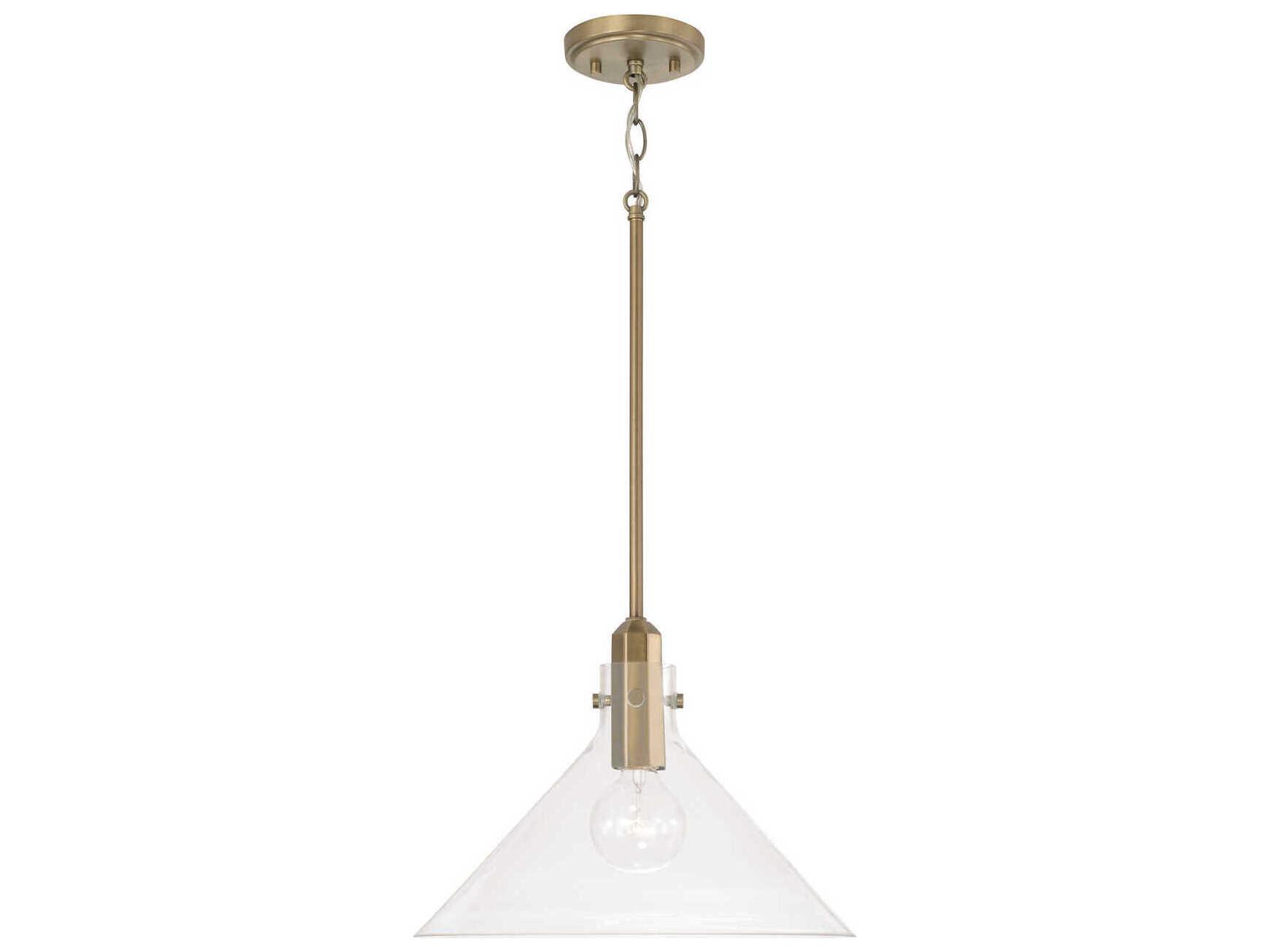 Capital Lighting Greer 1-Light Aged Brass Glass Pendant