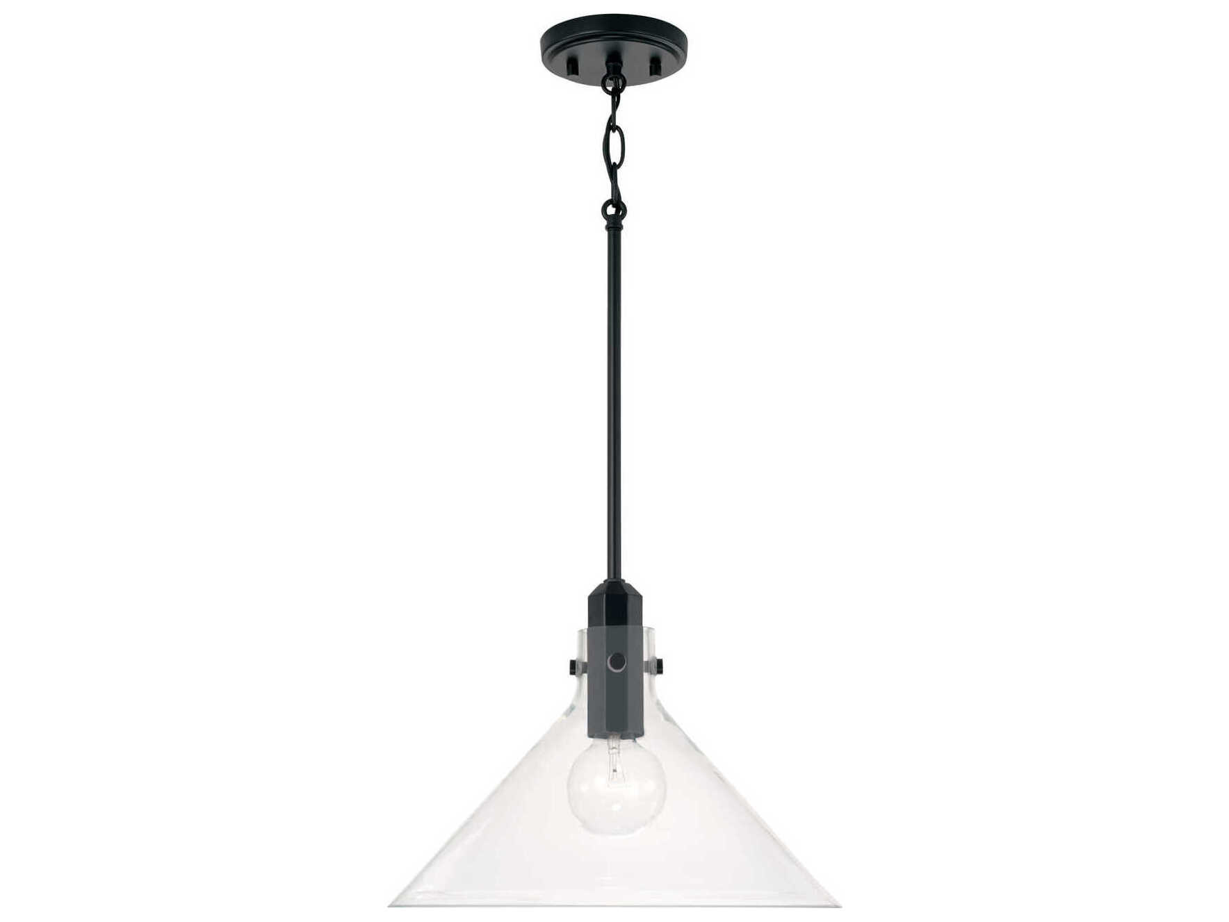 Capital Lighting Greer 1-Light Matte Black Glass Pendant