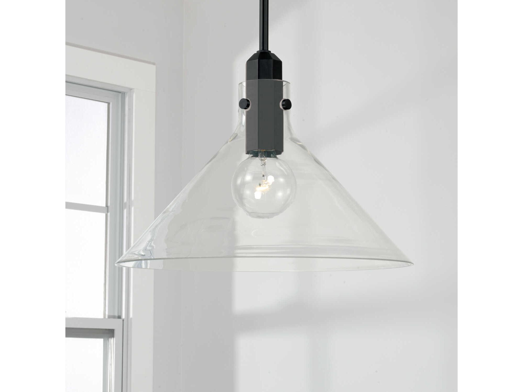 Capital Lighting Greer 1-Light Matte Black Glass Pendant