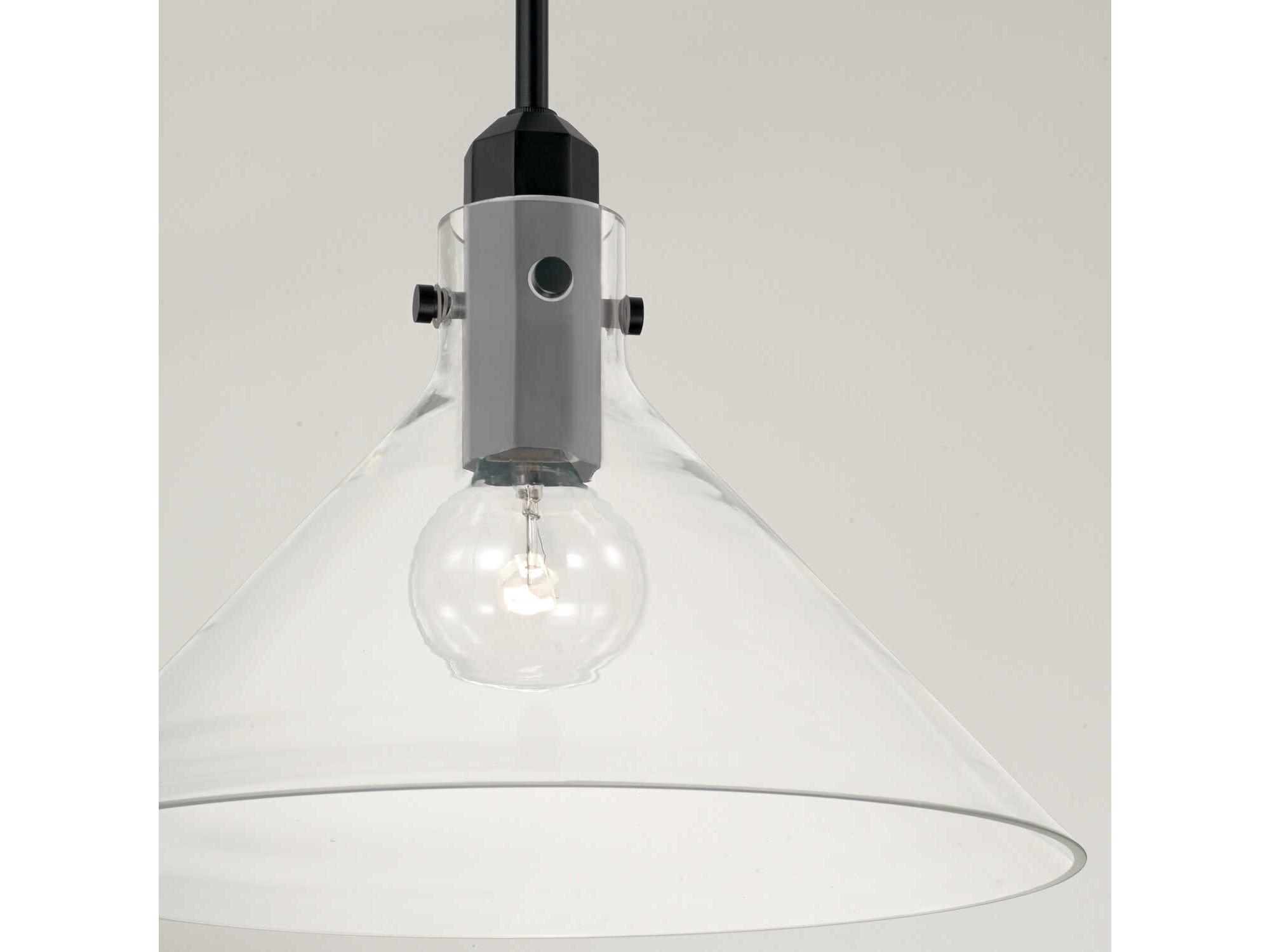 Capital Lighting Greer 1-Light Matte Black Glass Pendant