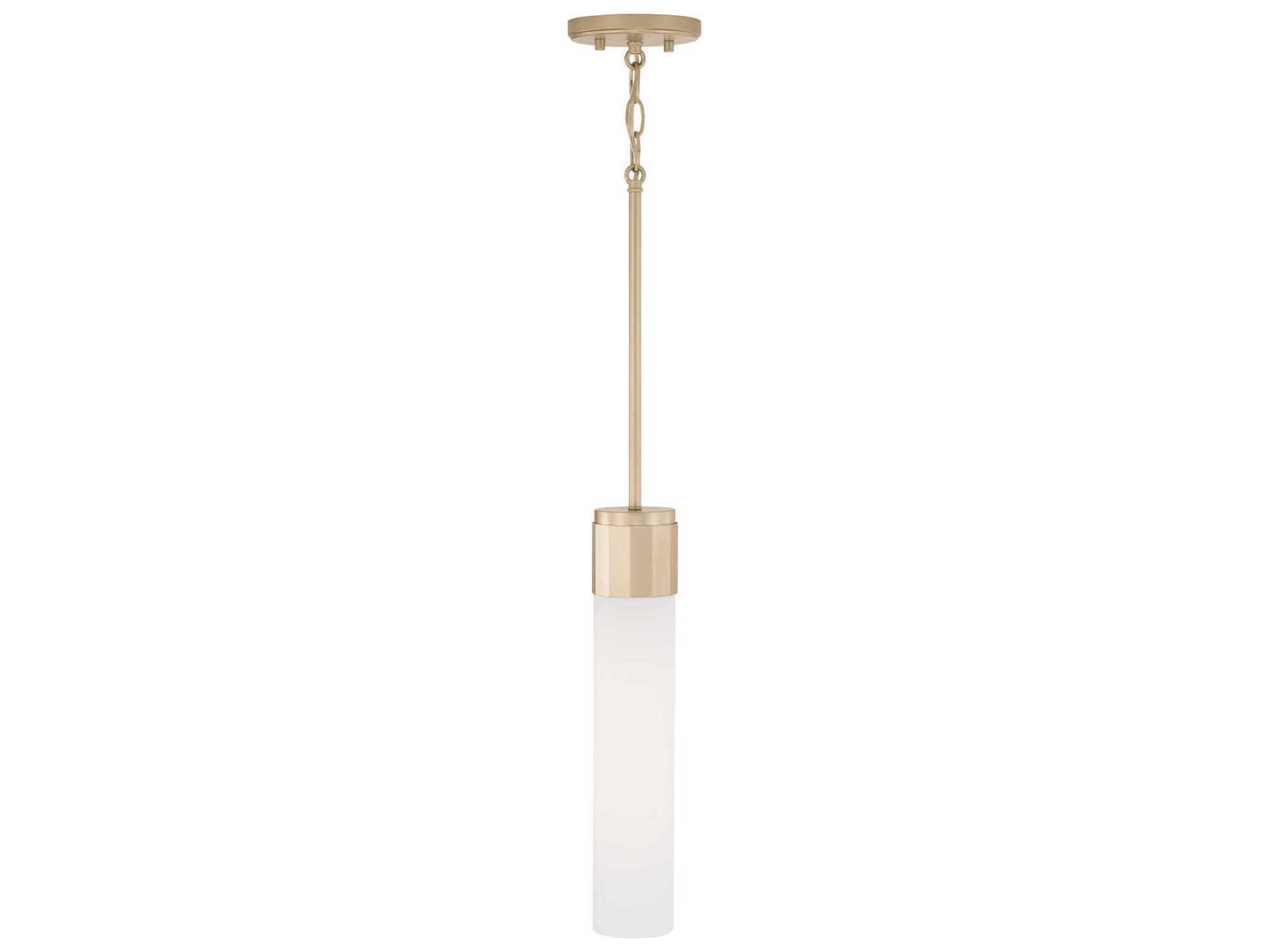Capital Lighting Sutton 1-Light Soft Gold White Glass Cylinder Mini Pendant