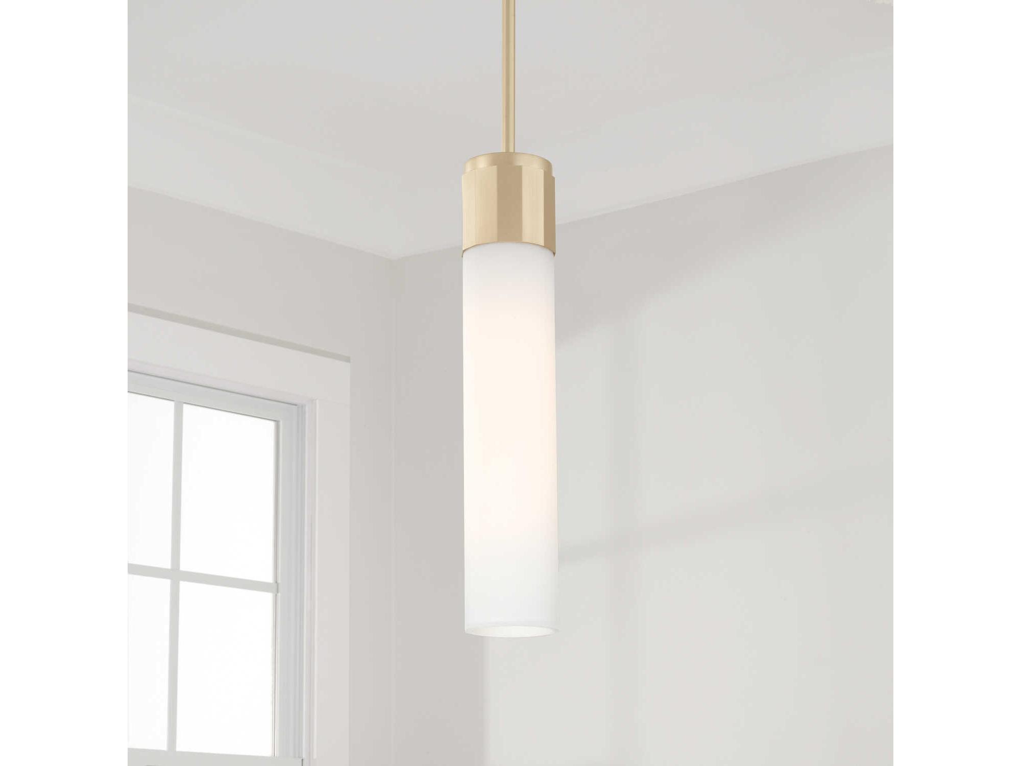 Capital Lighting Sutton 1-Light Soft Gold White Glass Cylinder Mini Pendant