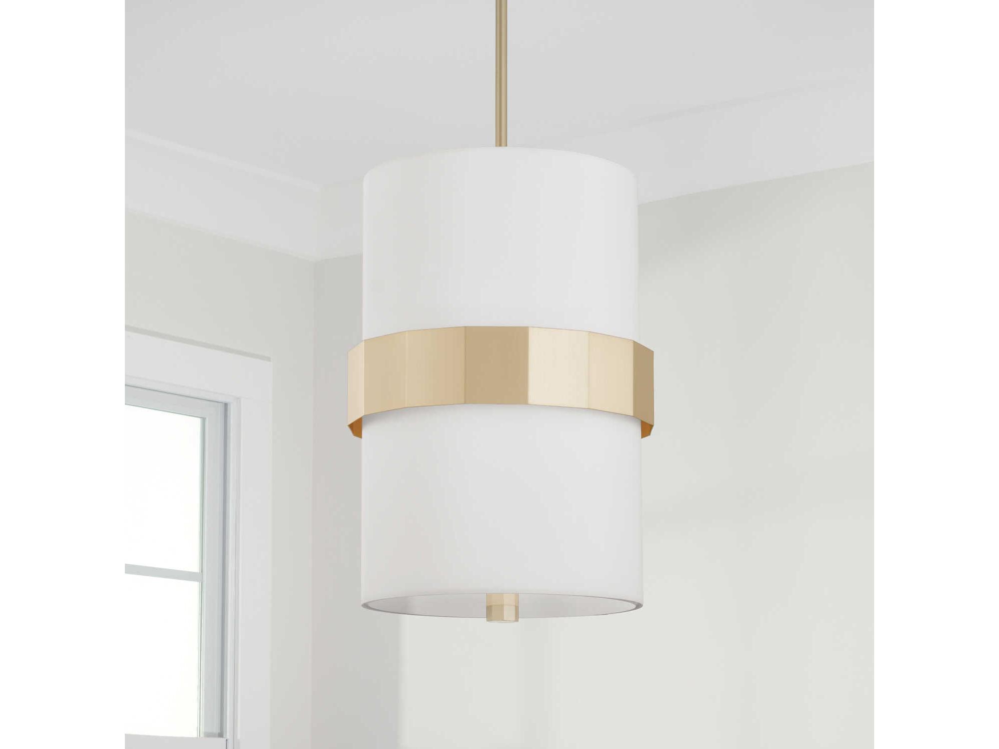Capital Lighting Sutton 2-Light Soft Gold White Cylinder Pendant