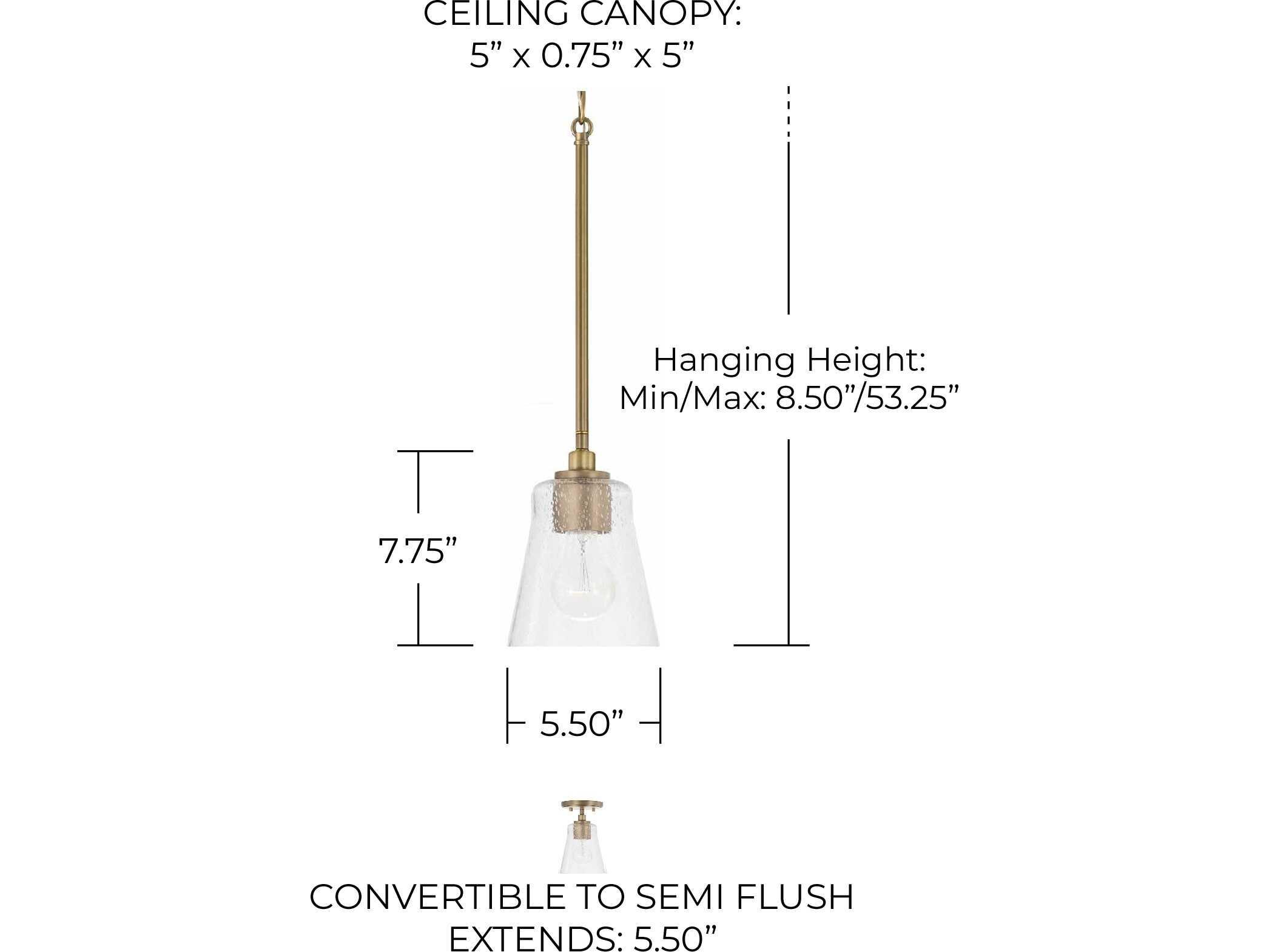 Capital Lighting Baker 1-Light Aged Brass Glass Mini Pendant