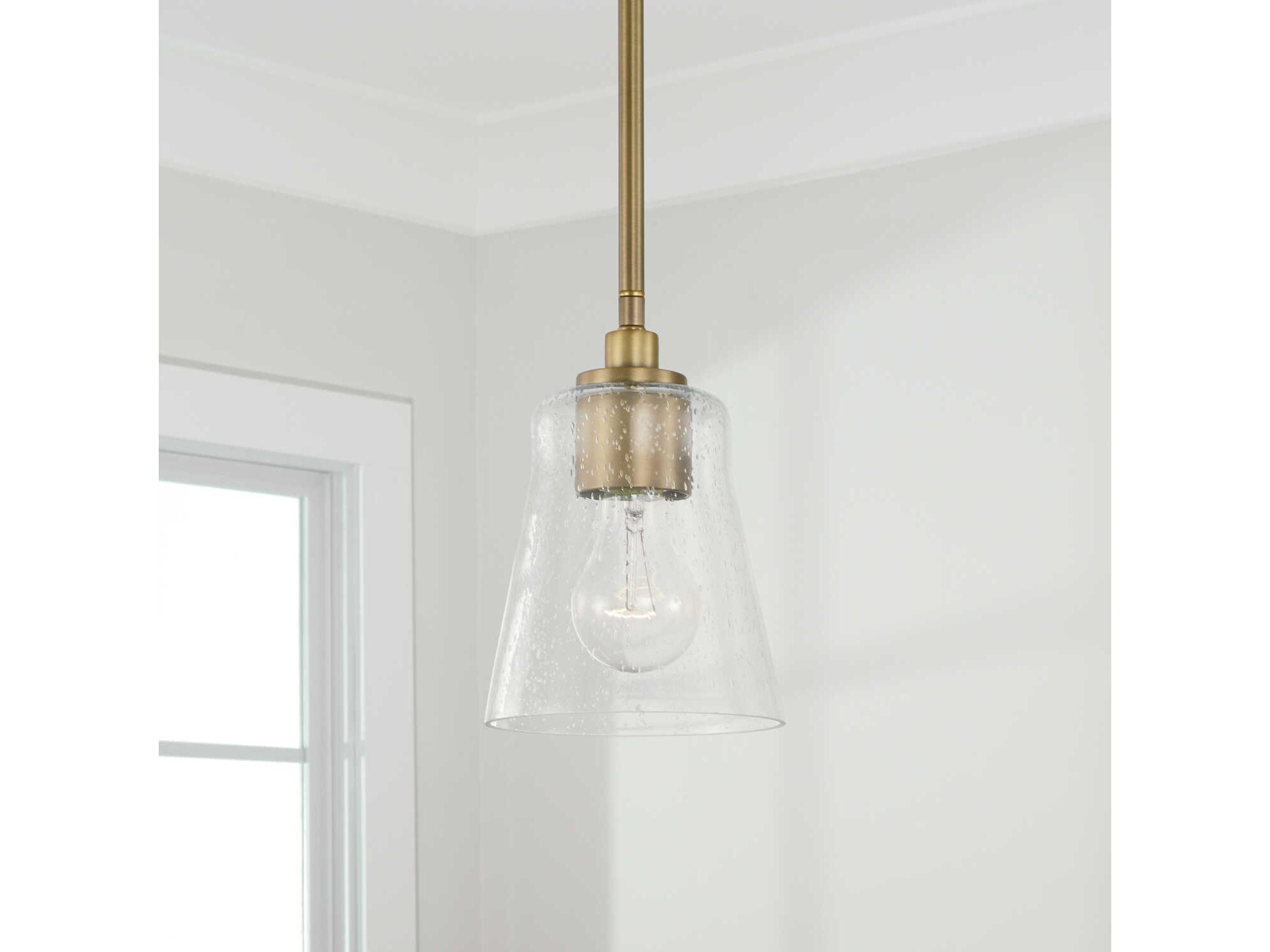 Capital Lighting Baker 1-Light Aged Brass Glass Mini Pendant