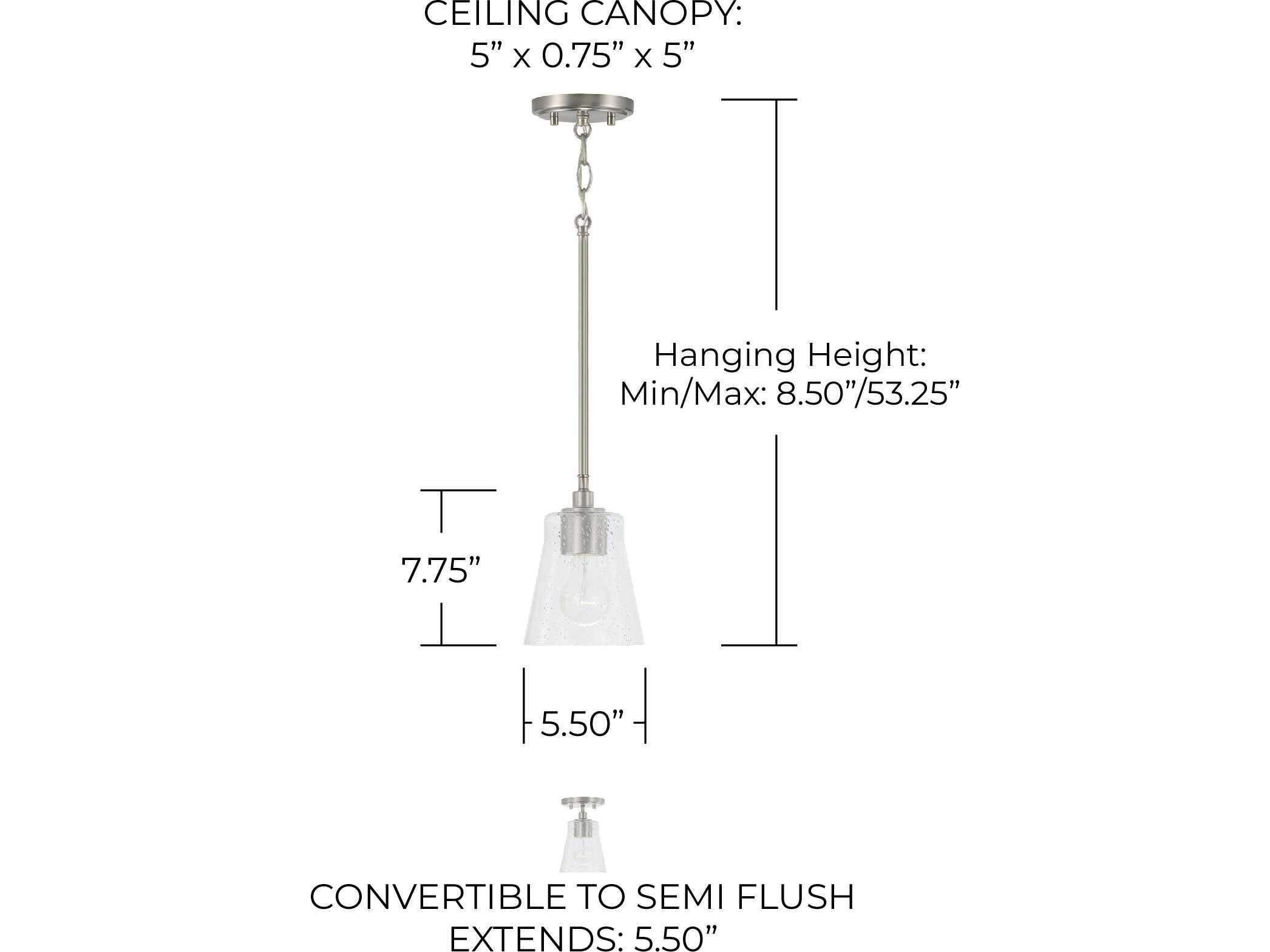 Capital Lighting Baker 1-Light Brushed Nickel Glass Mini Pendant