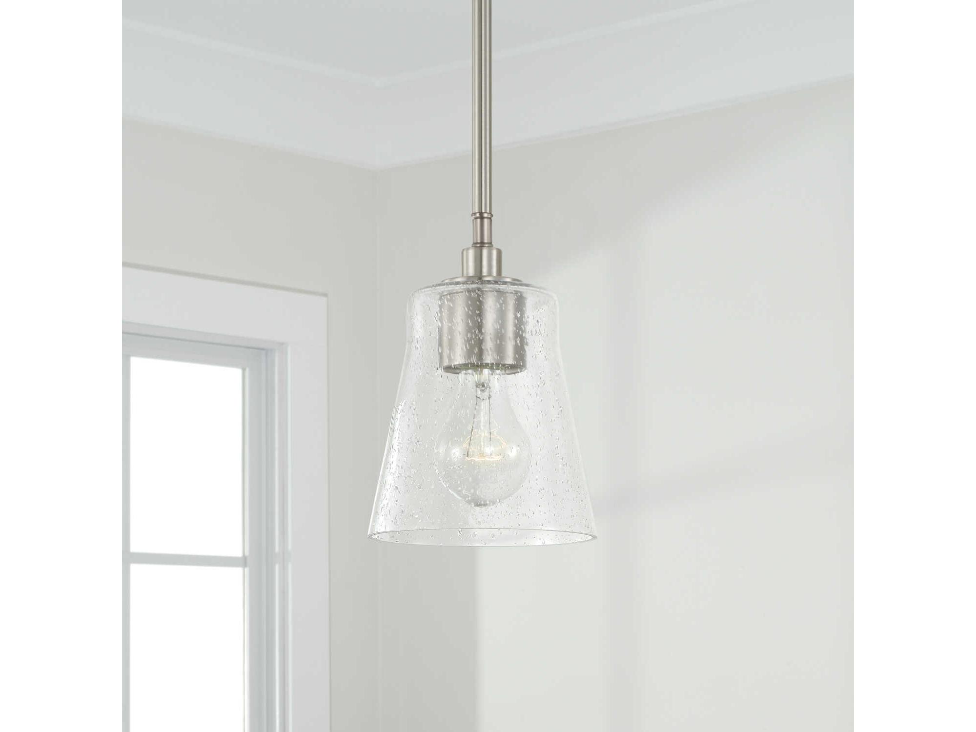 Capital Lighting Baker 1-Light Brushed Nickel Glass Mini Pendant
